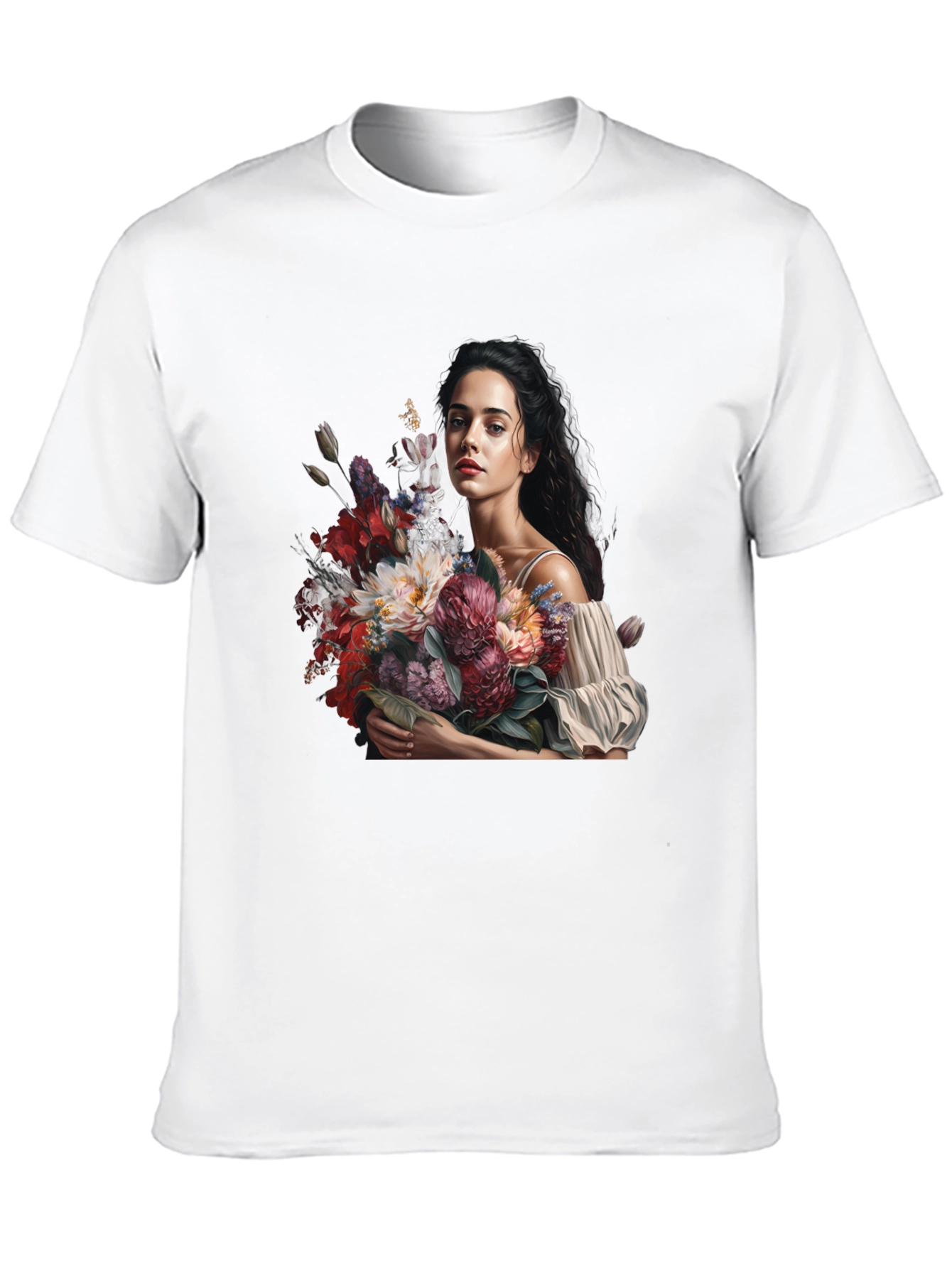 Floral Portrait Black T-Shirt - 10