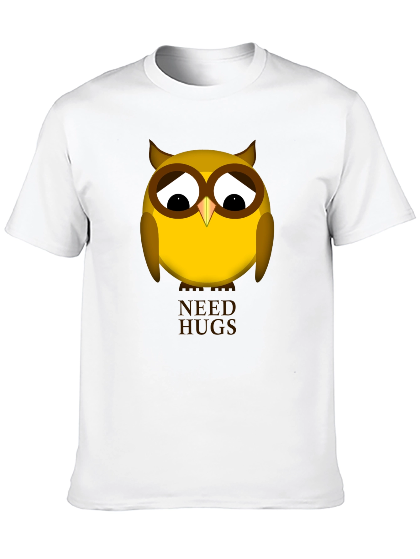 Black Sad Owl Needs Hugs Graphic T-Shirt - Unisex Black Tee view 10