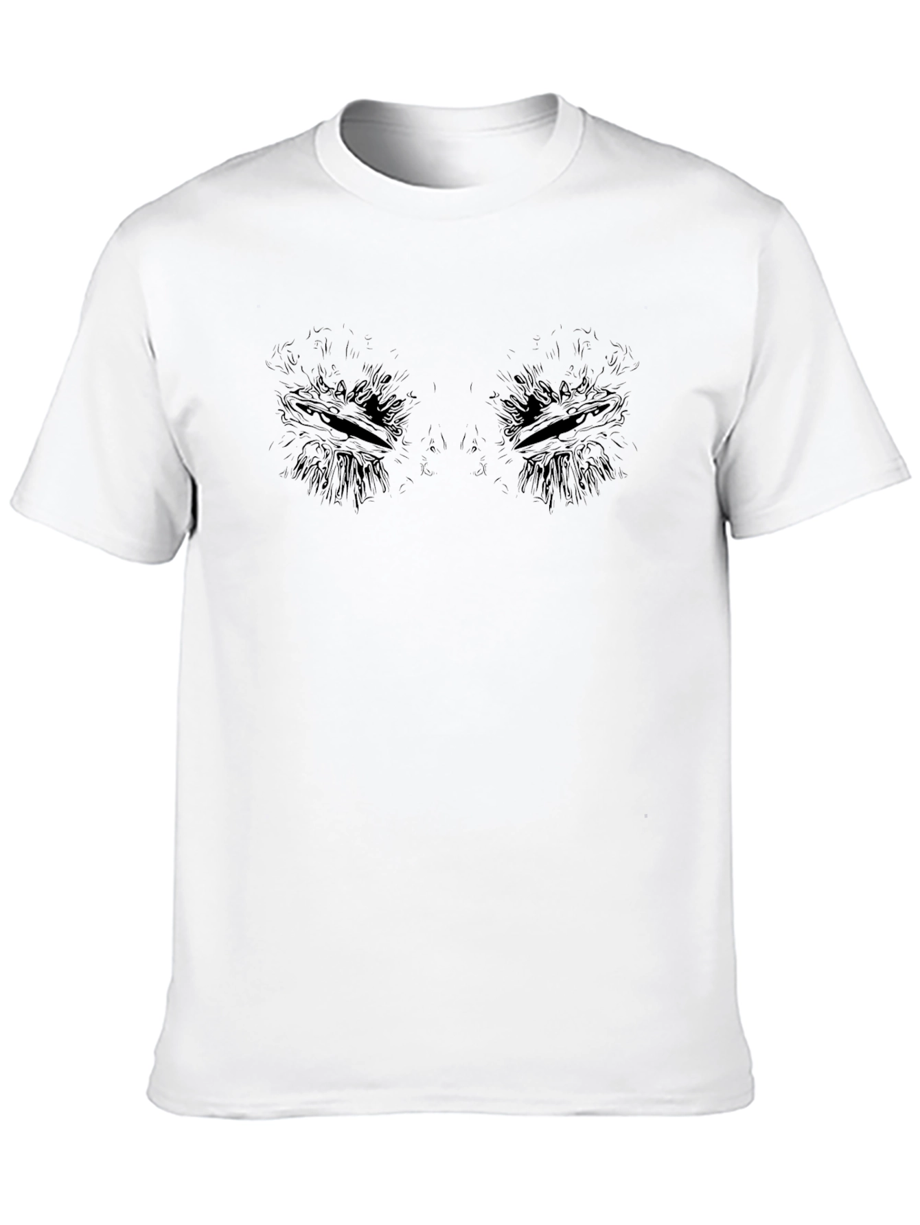 Black Men's Black Graphic Tee - Abstract Eyes Design view 10
