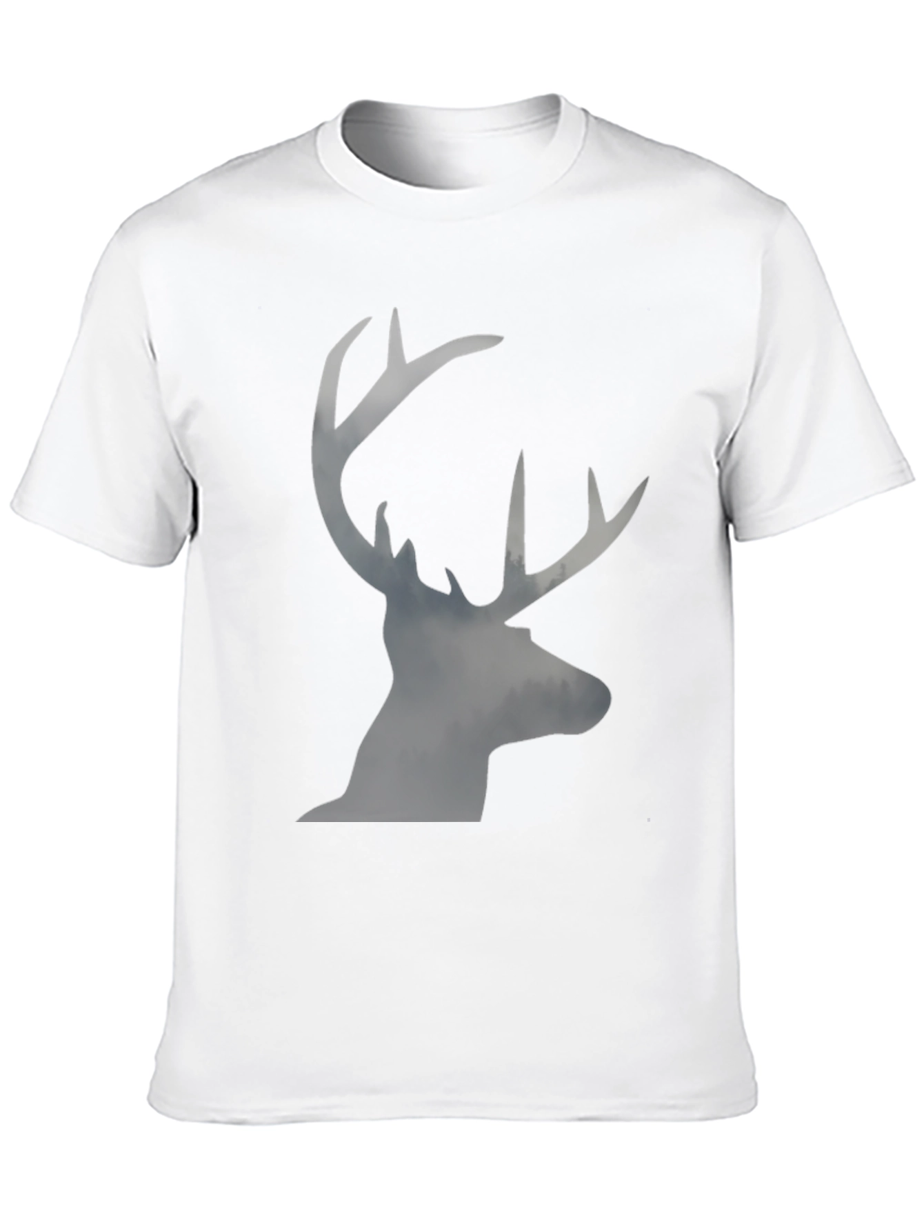 Black Men's Black T-Shirt with Stag Silhouette Graphic view 10