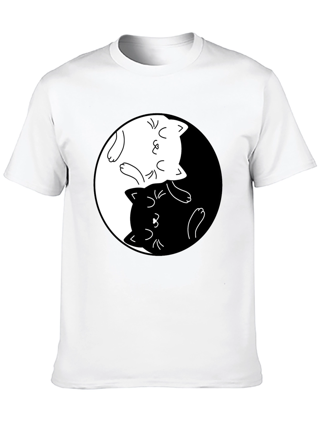 Black Yin Yang Cats Graphic T-Shirt view 10
