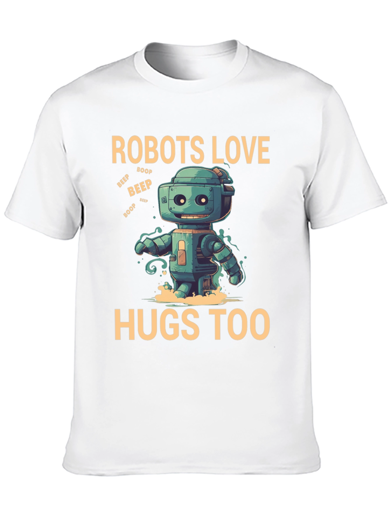 Black Robots Love Hugs Too T-Shirt, Graphic Tee view 10