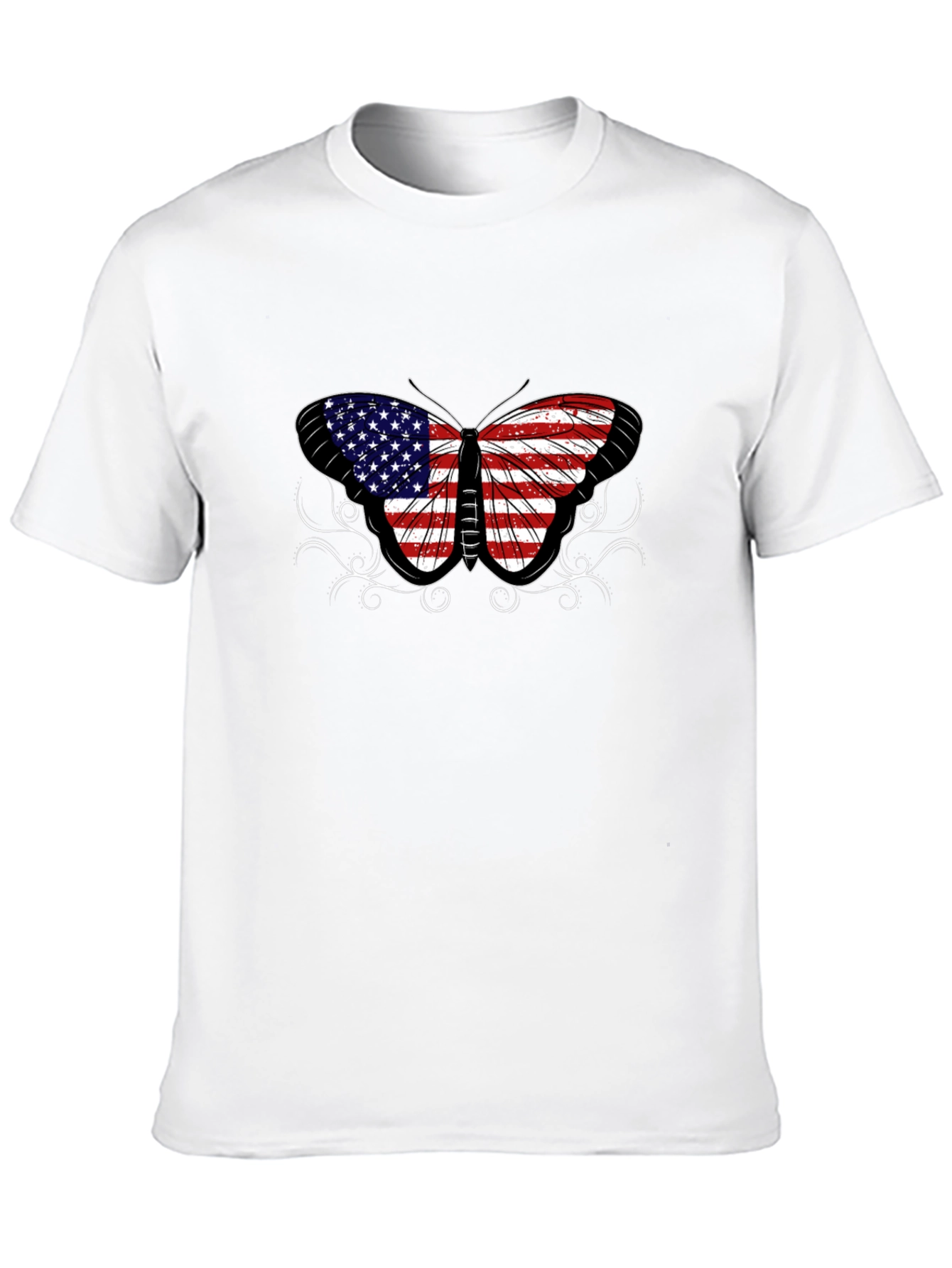 Black American Flag Butterfly Graphic T-Shirt view 10