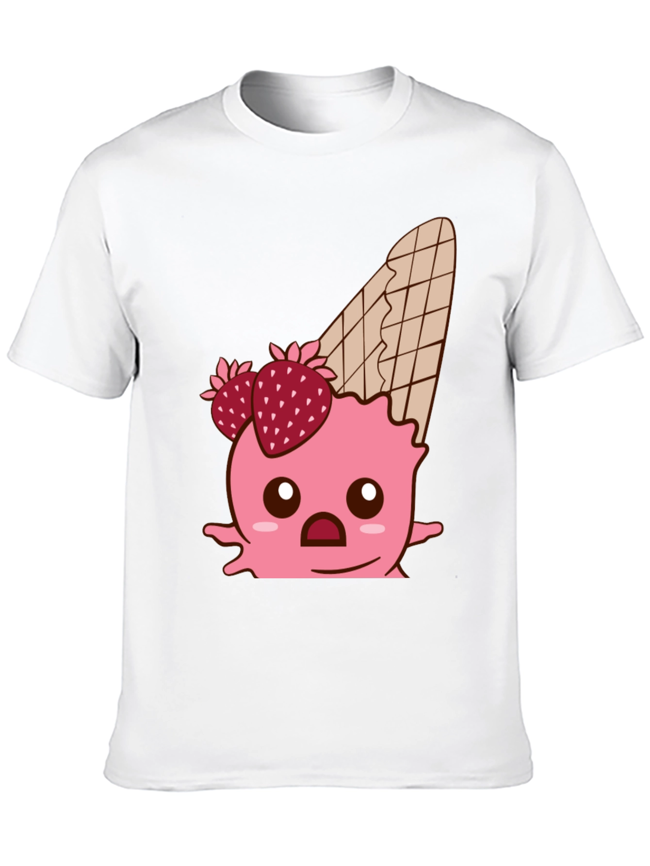 Black Kawaii Strawberry Ice Cream Cone Graphic Tee view 10
