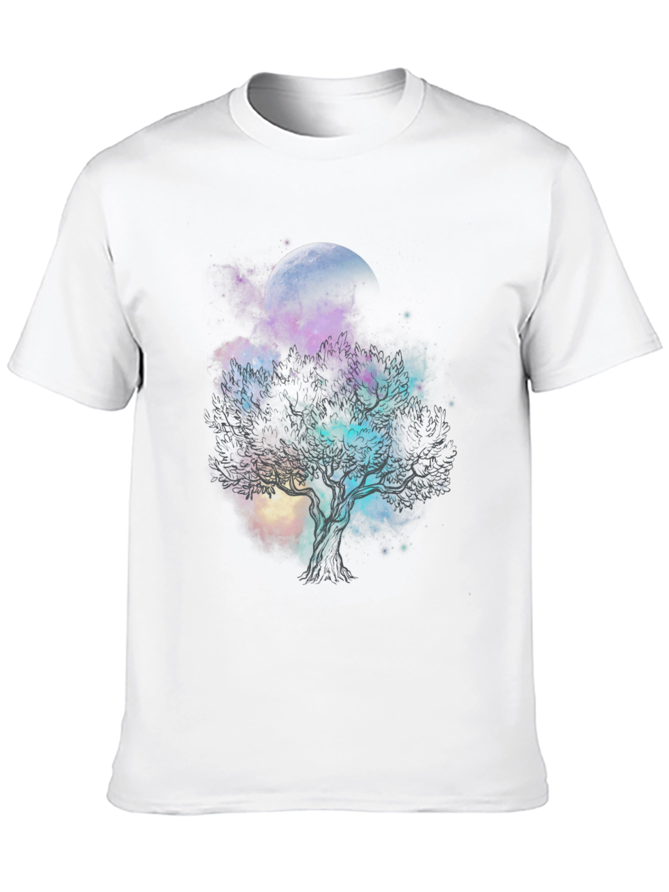 Black Celestial Tree Graphic T-Shirt - Black Cotton Tee view 10