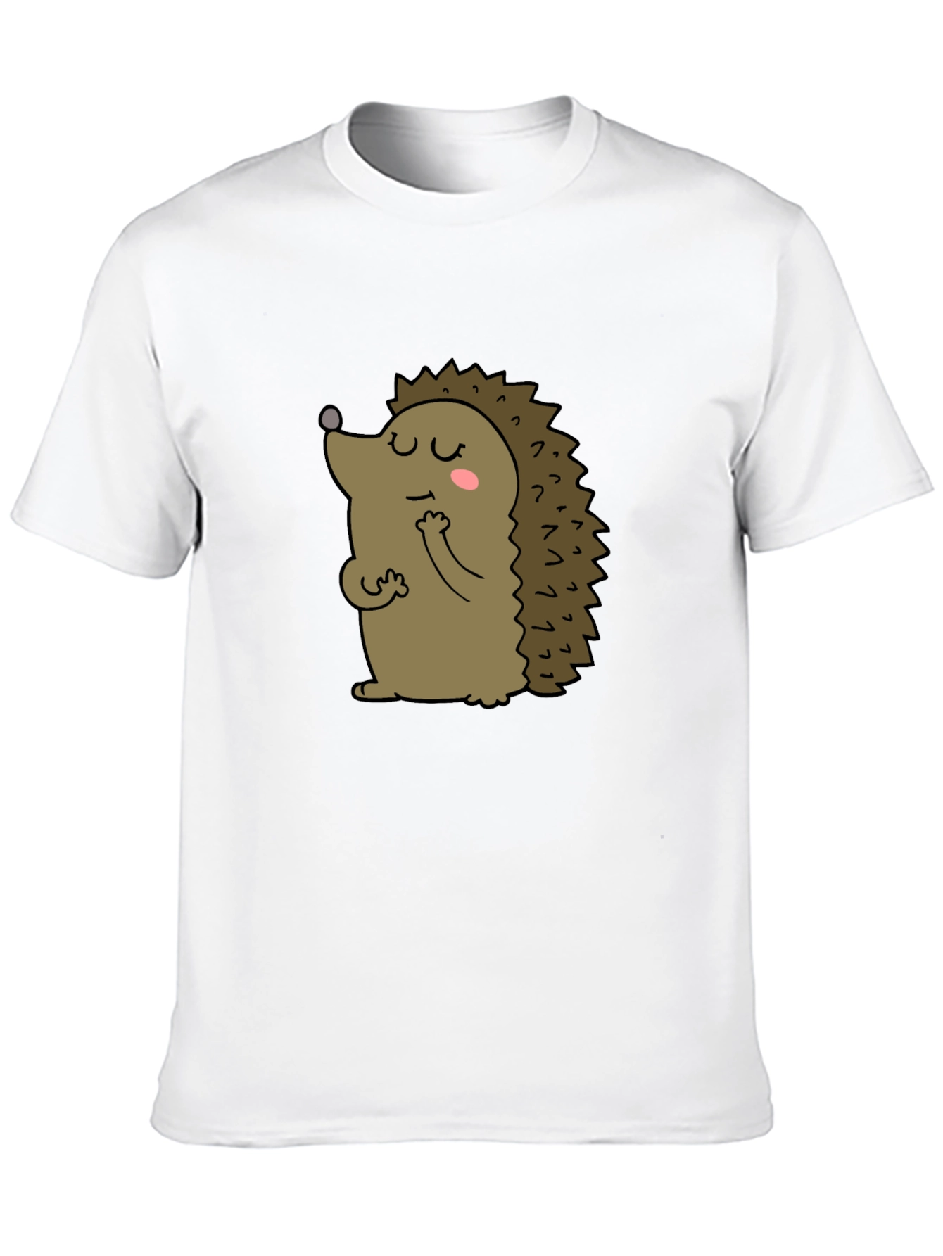 Black Cute Hedgehog Graphic Tee - Unisex Black T-Shirt view 10