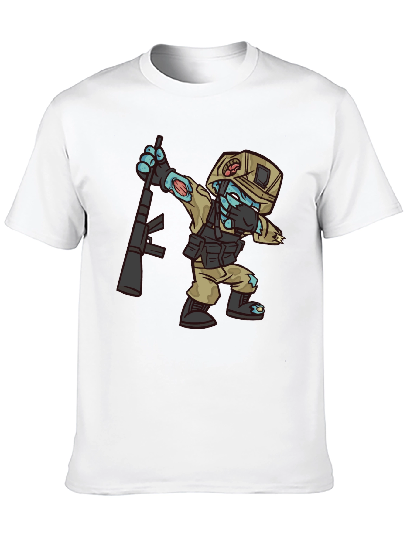 Black Zombie Soldier Dabbing T-Shirt - Funny Graphic Tee view 10