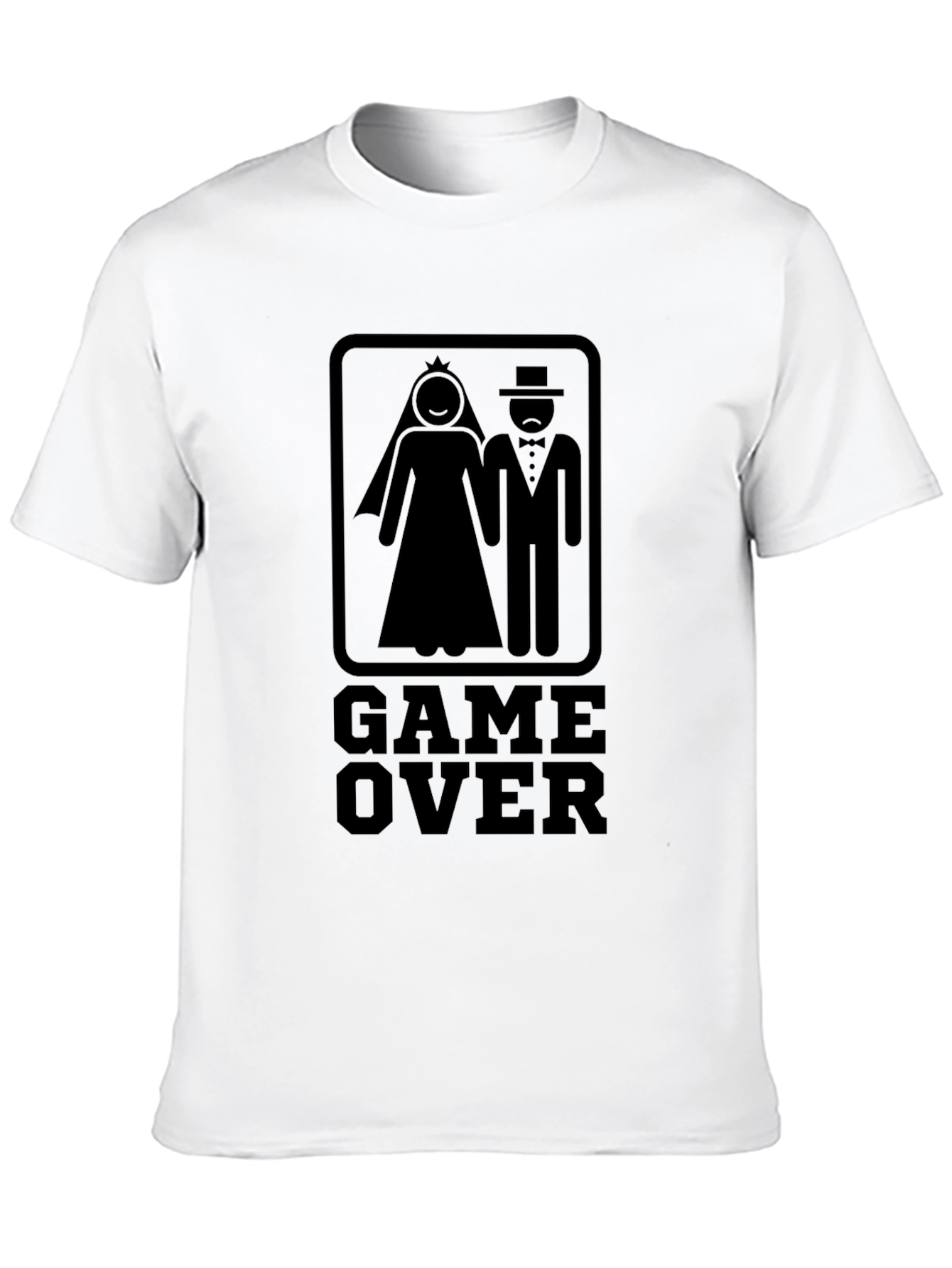 Black Game Over Wedding T-Shirt - Funny Groom Bride Tee view 10