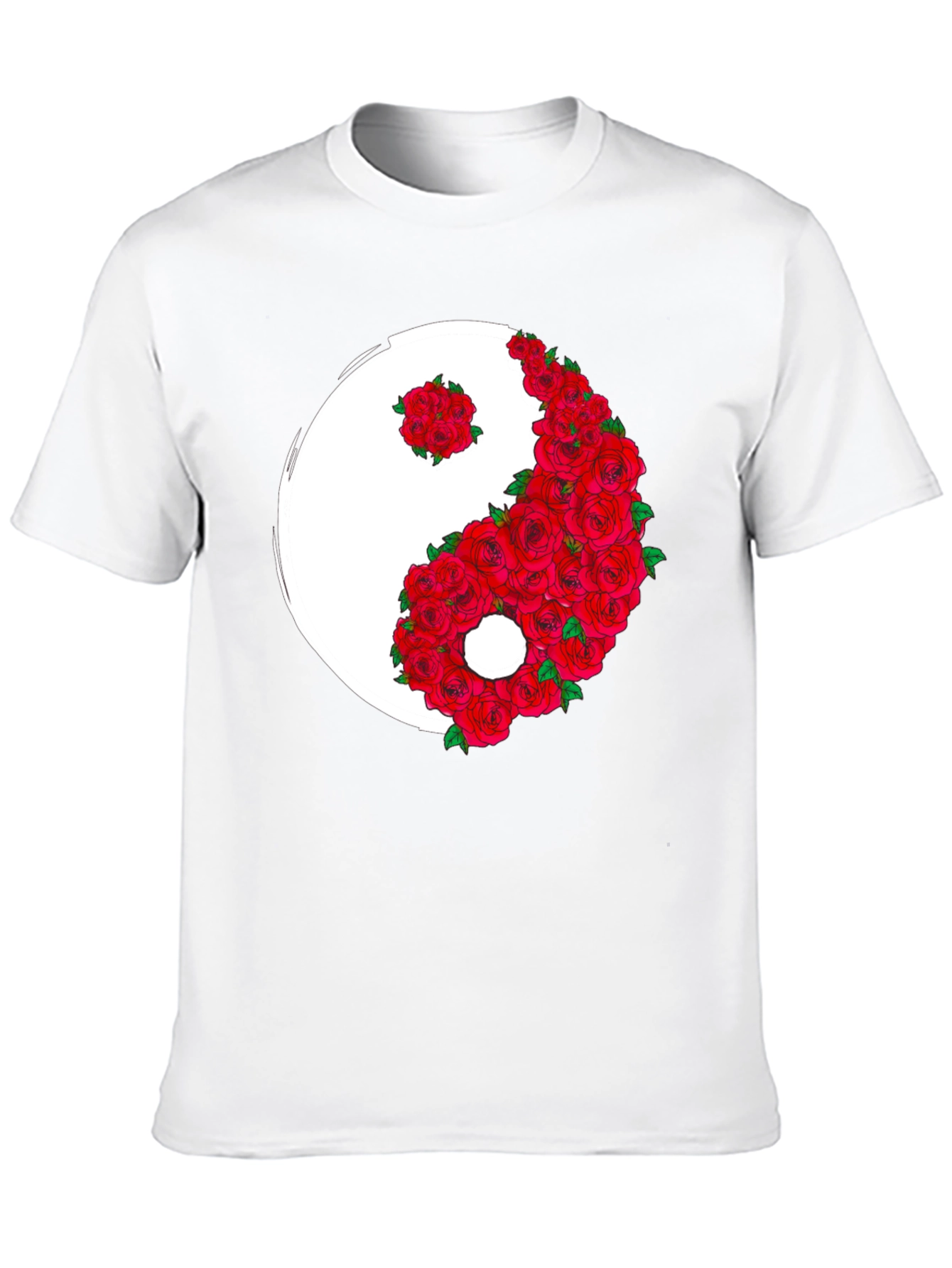 Black Yin Yang Rose Graphic T-Shirt view 10
