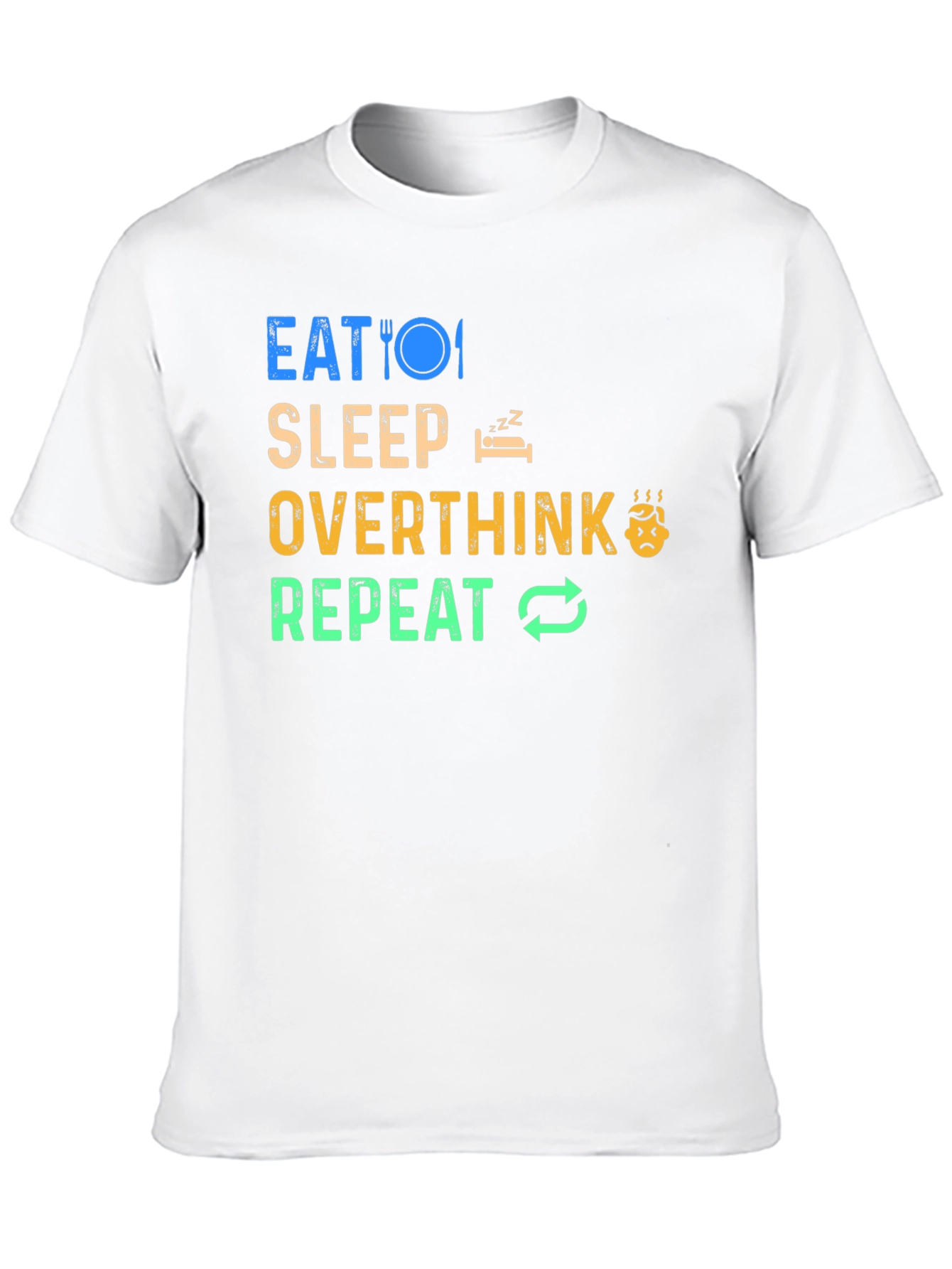 Black Eat Sleep Overthink Repeat Graphic Tee - Black view 10