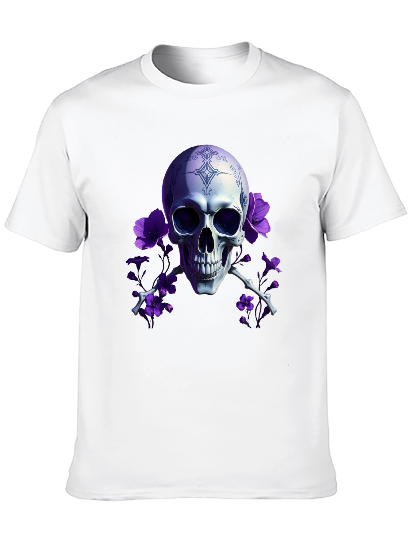 Black Skull & Flowers Graphic Tee view 10