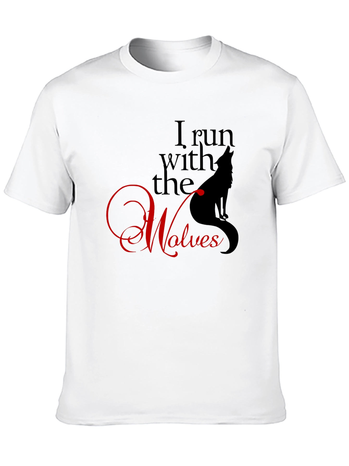 Black I Run With The Wolves Graphic Tee - Black Novelty T-Shirt view 10