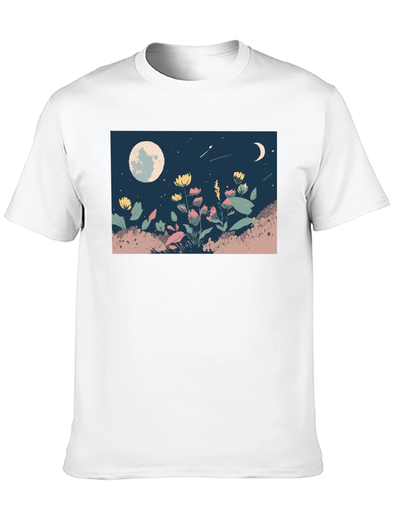 Moonlit Meadow Graphic Tee - Black Casual Shirt - 10