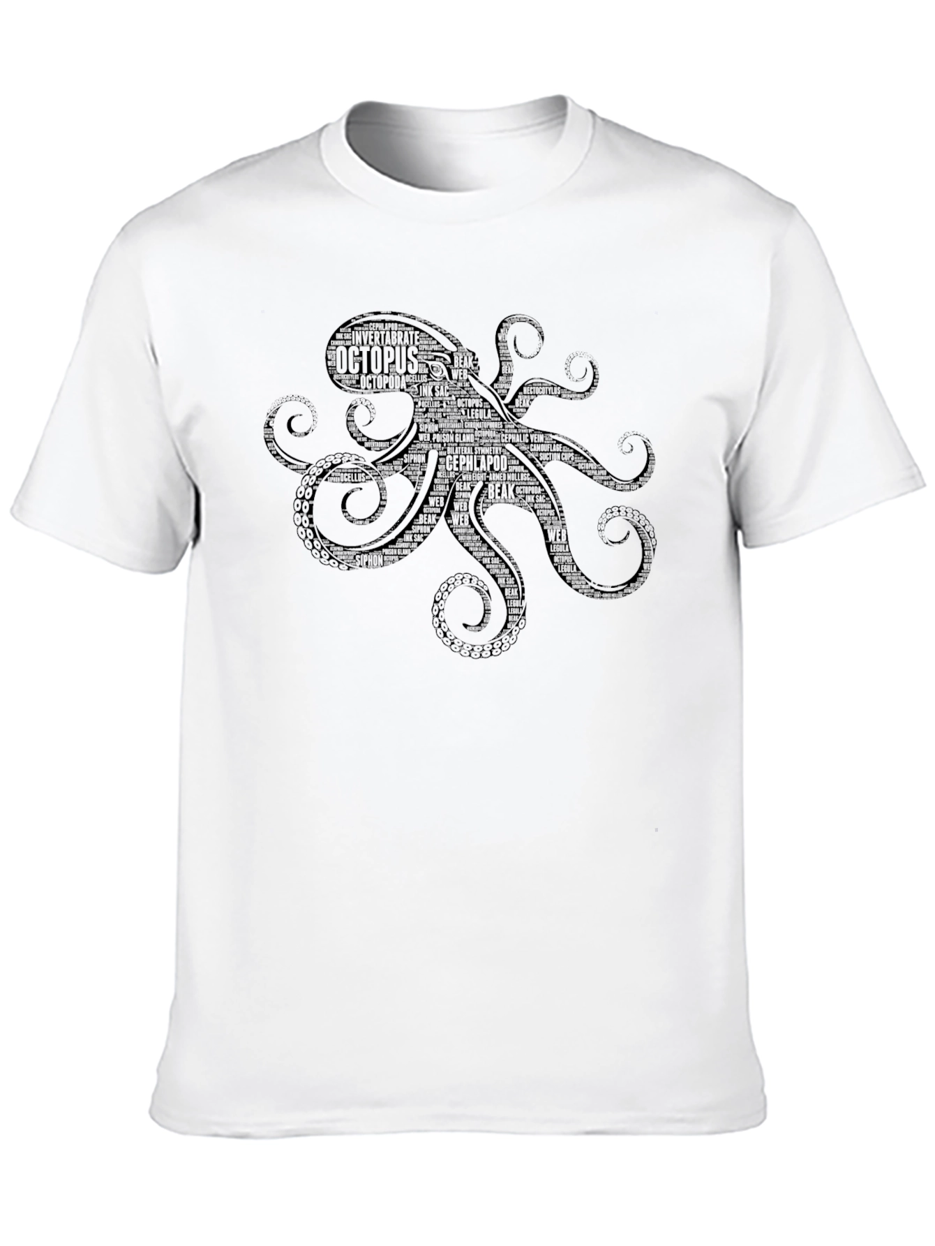 Black Octopus Word Art Graphic T-Shirt - Black view 10