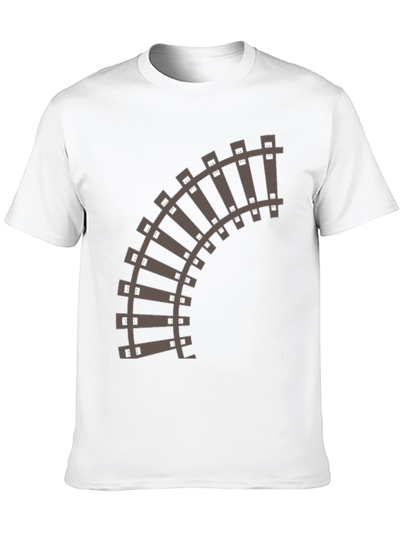 Black Railroad Track Graphic T-Shirt - Black Cotton Tee view 10