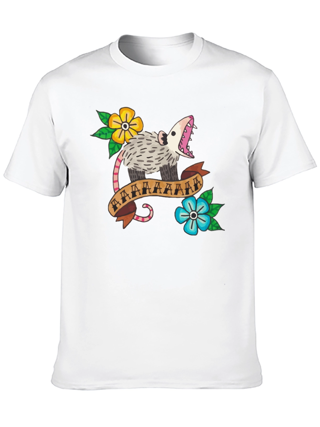 Black Opossum Screaming T-Shirt - Funny Animal Tee view 10