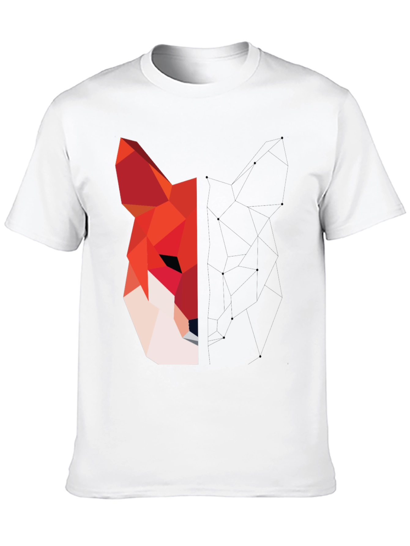 Black Geometric Fox Graphic Black T-Shirt view 10