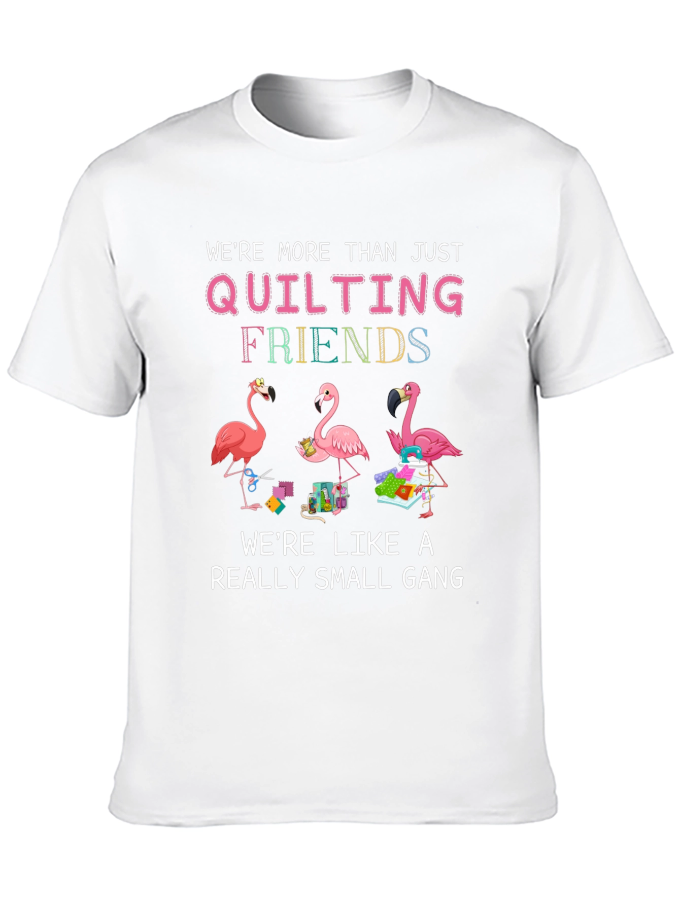 Black Quilting Friends Flamingo Black T-Shirt view 10