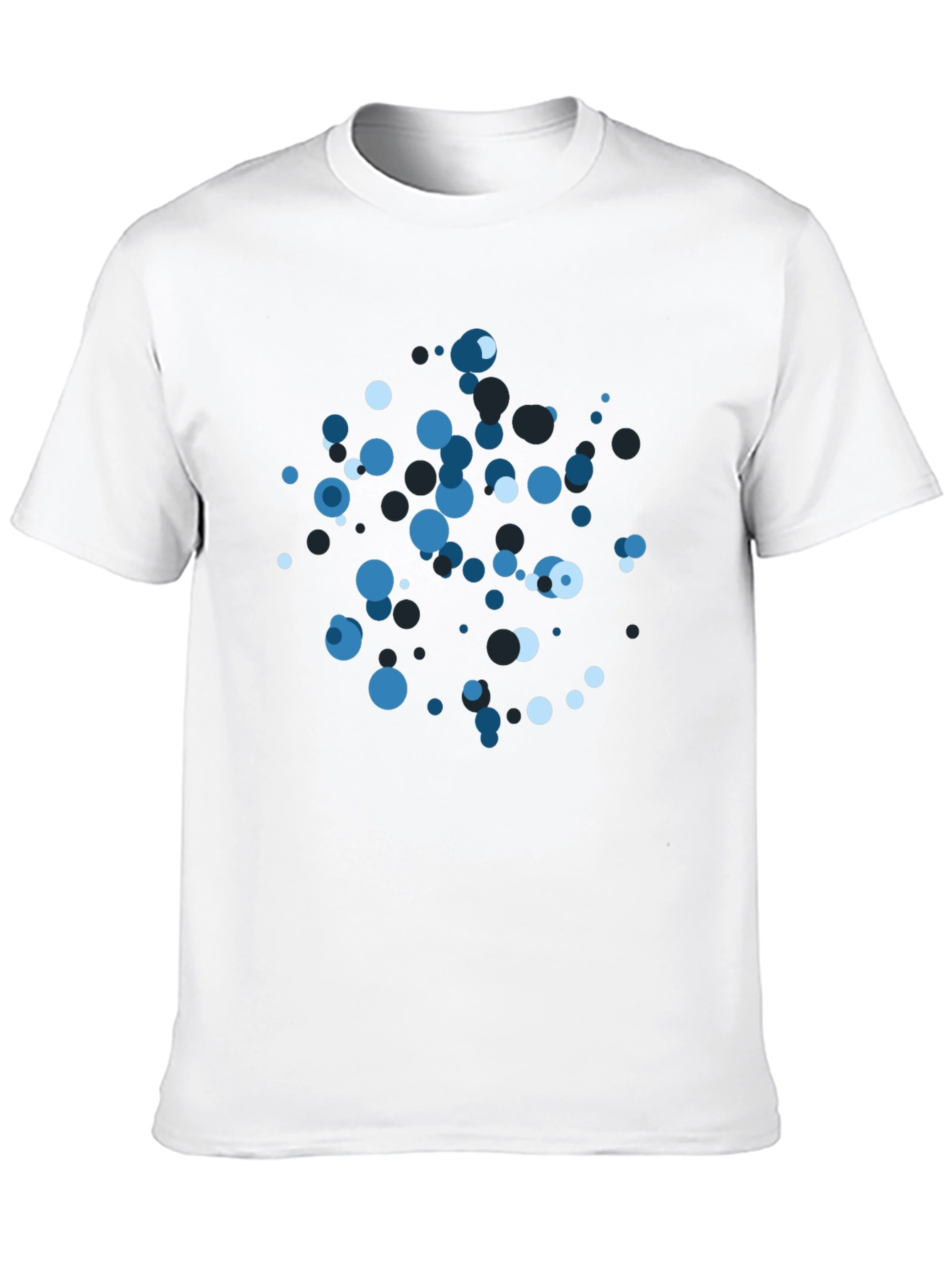 Black Abstract Blue Bubble Print Black T-Shirt view 10
