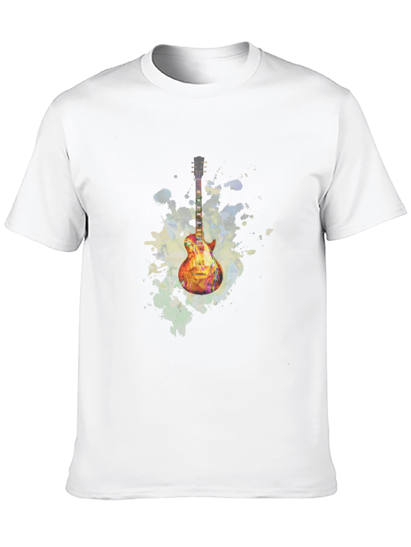 Black Electric Guitar Watercolor Graphic Tee view 10