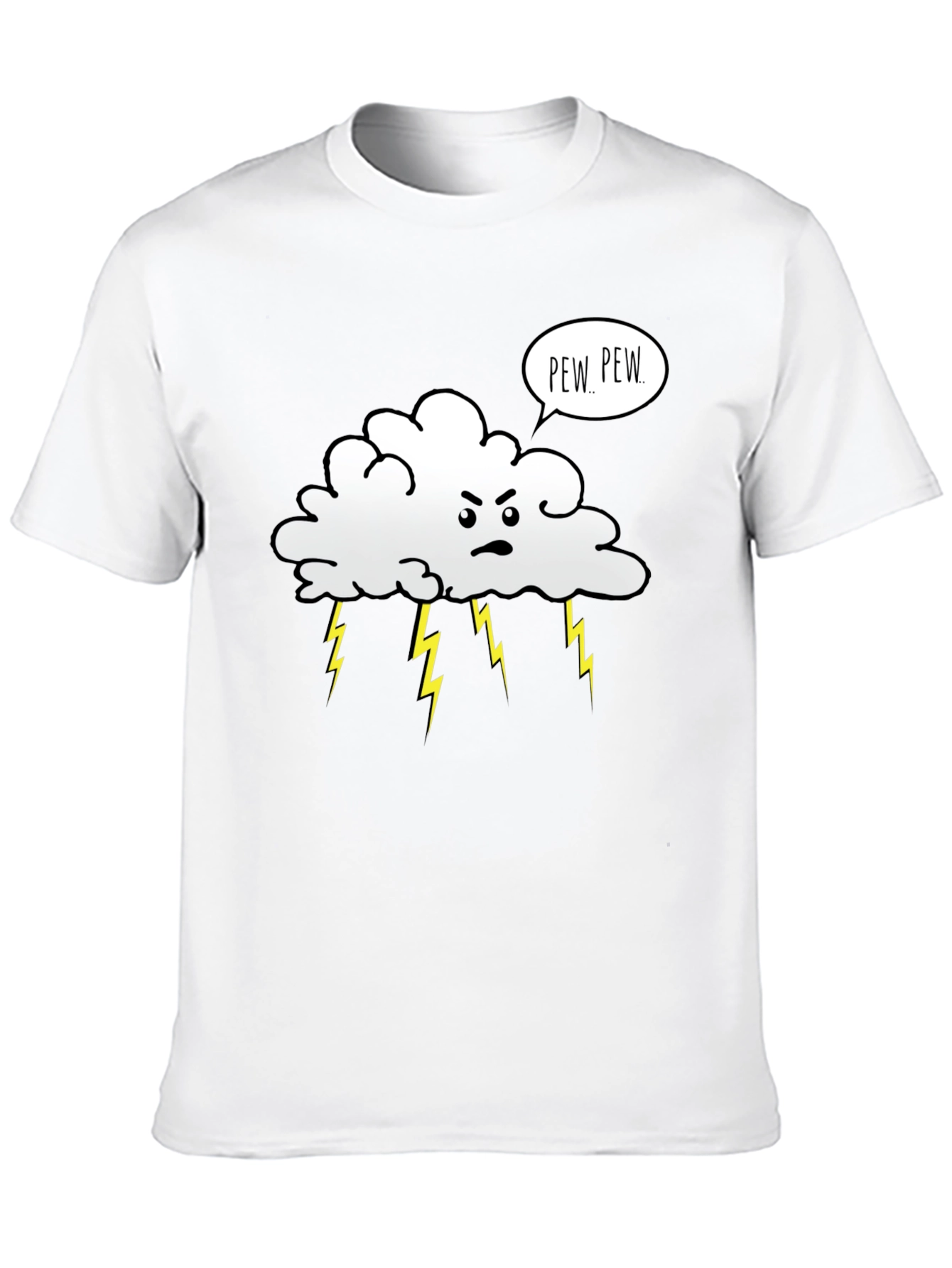 Black Angry Cloud Pew Pew Black Graphic T-Shirt view 10