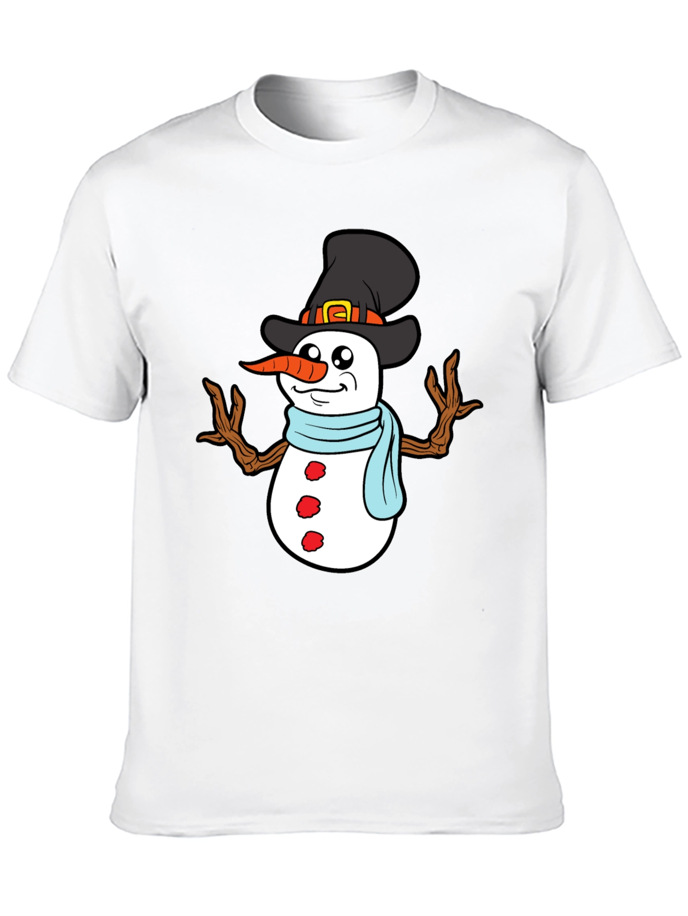 Black Snowman Graphic Tee - Festive Winter Holiday Shirt view 10