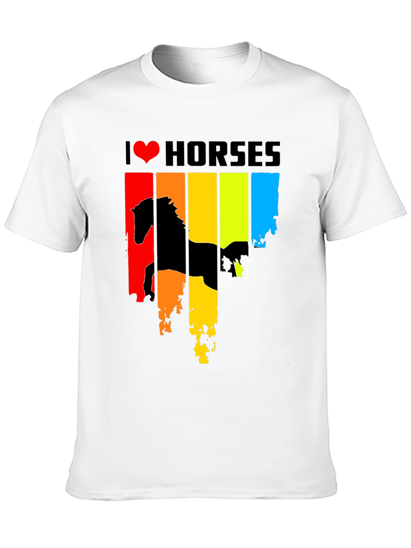 Black I Heart Horses Graphic Tee - Rainbow Horse Design view 10