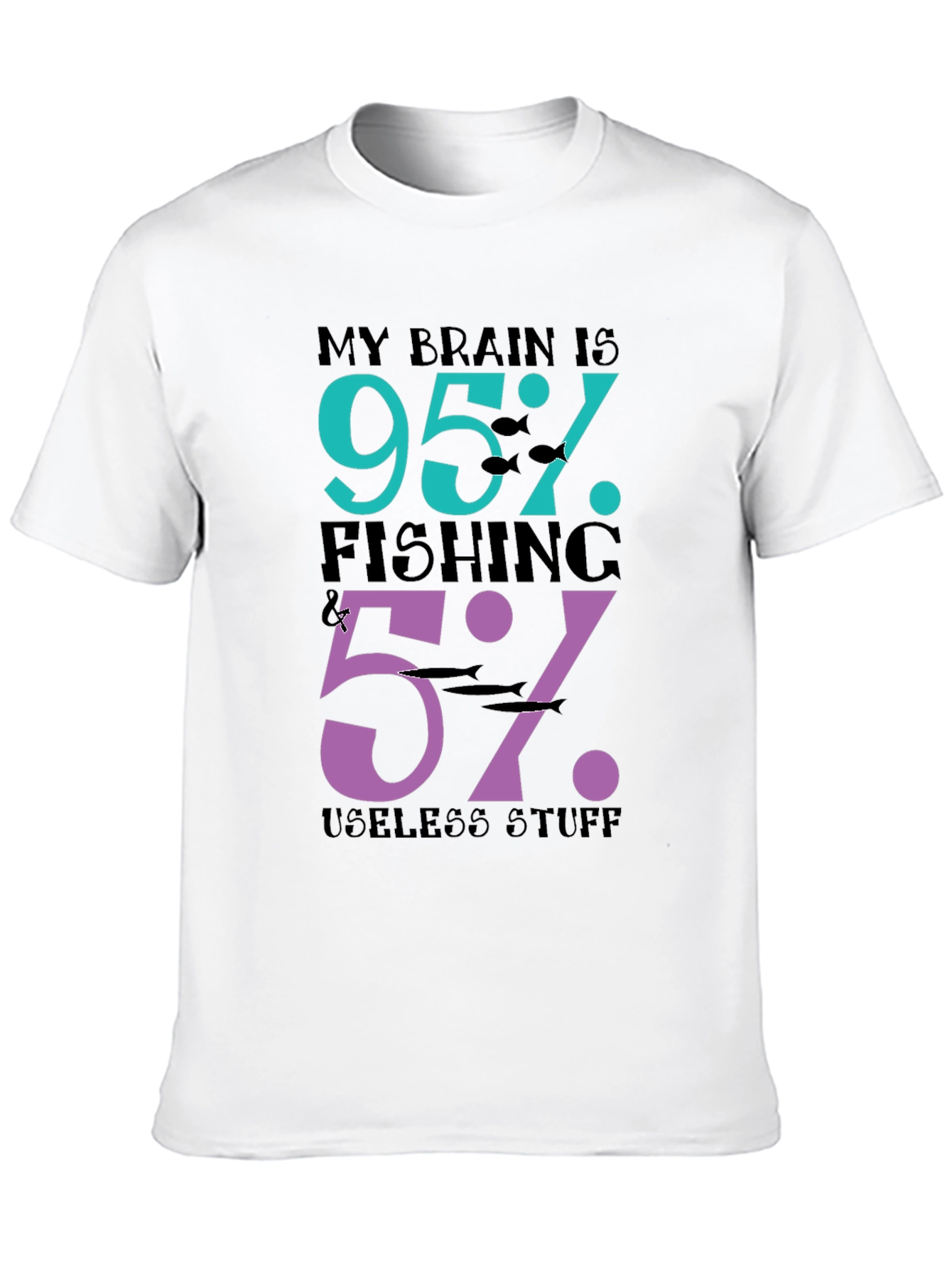 Black My Brain Is 95% Fishing T-Shirt - Funny Fisherman Tee view 10