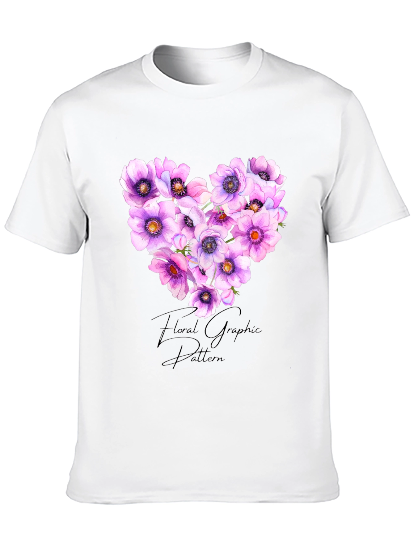 Black Floral Heart Graphic Black T-Shirt view 10