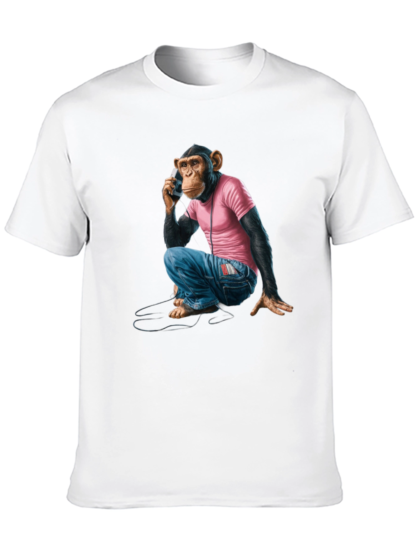 Black Monkey on Phone Graphic Tee - Quirky & Unique Design view 10