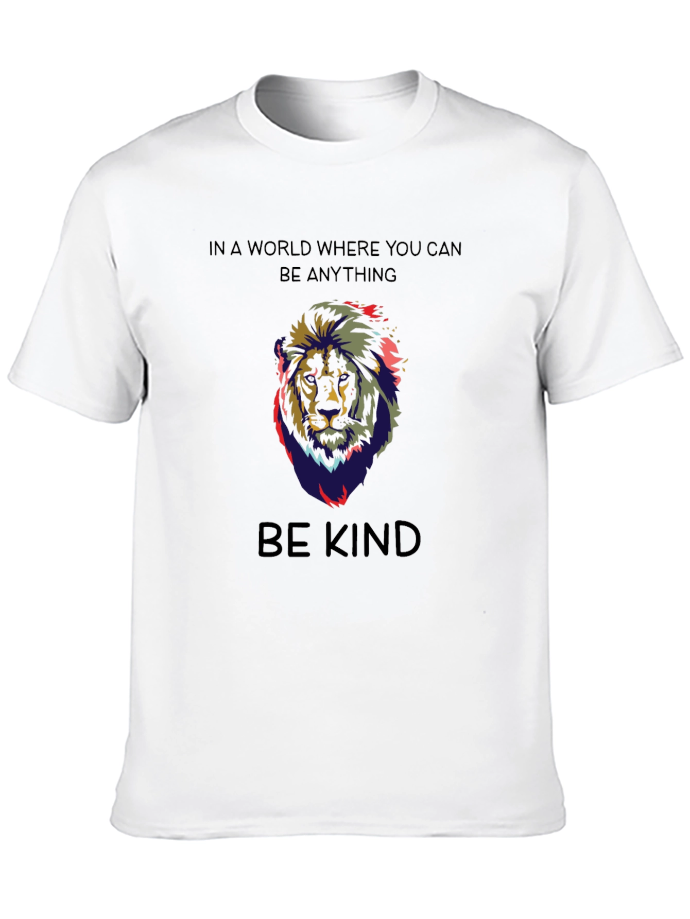 Black Be Kind Lion Graphic T-Shirt - Mens Black Crew Neck Tee view 10