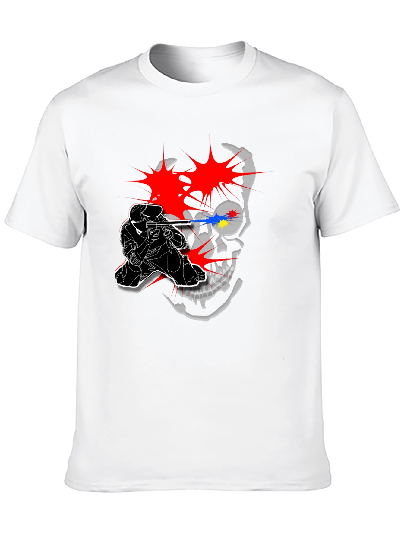 Black Skull Paintball T-Shirt - Black Cotton Graphic Tee view 10