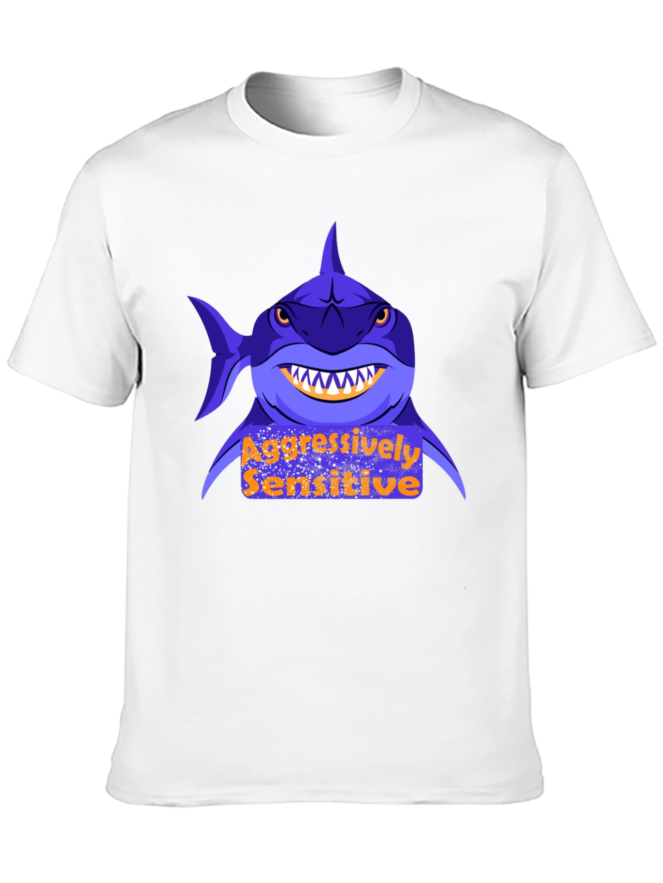 Black Aggressively Sensitive Graphic Tee - Shark T-Shirt view 10