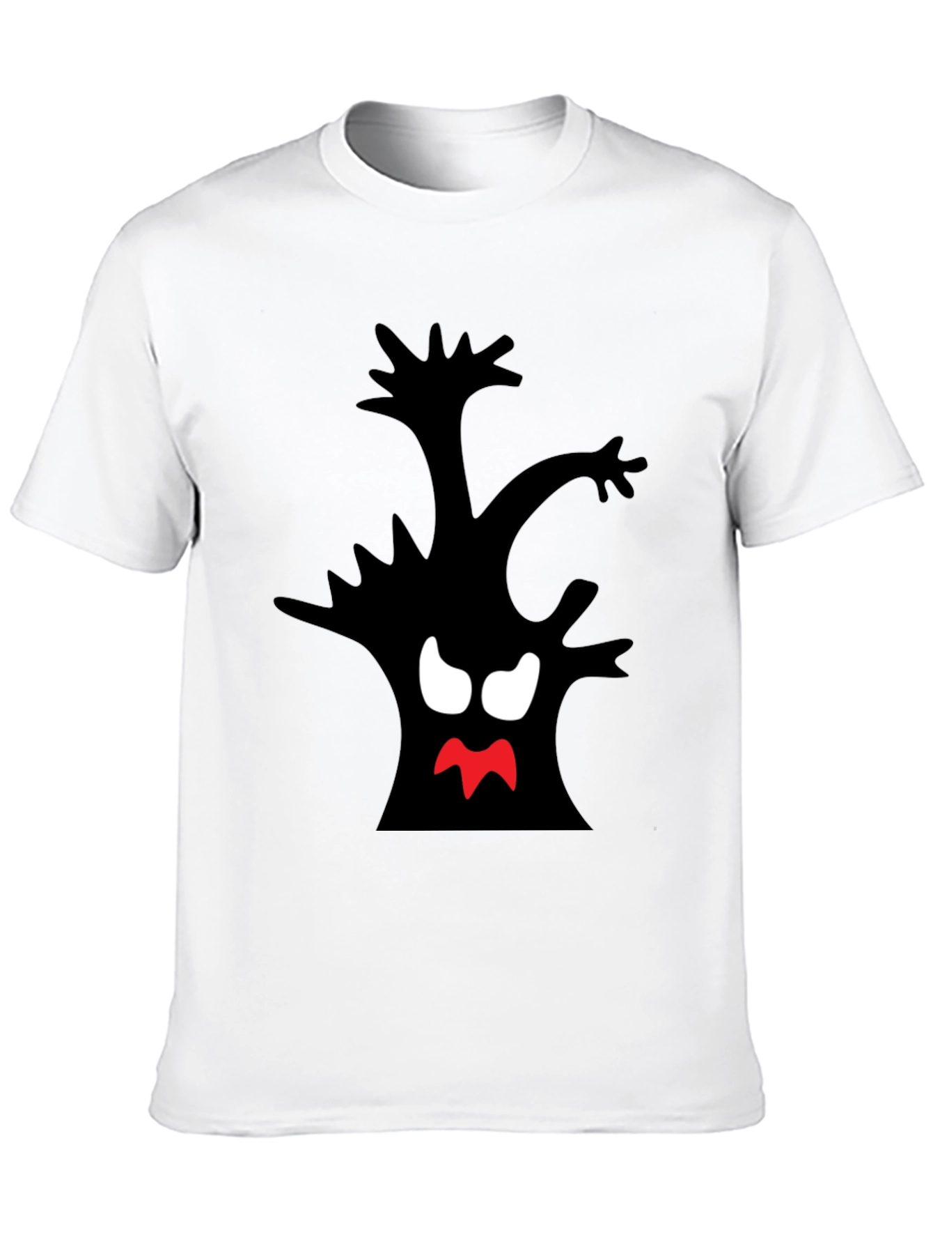 Black Spooky Tree Graphic Tee - Black Cotton T-Shirt view 10