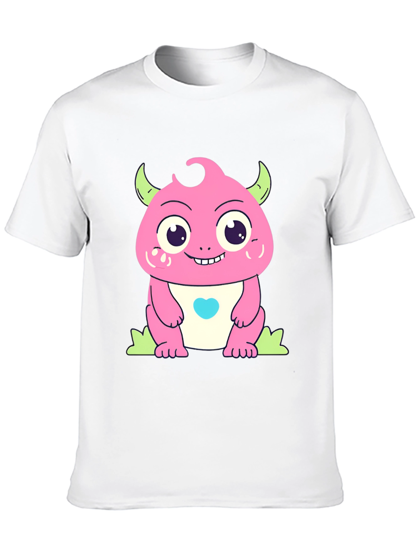 Black Cute Cartoon Monster Graphic Black T-Shirt view 10