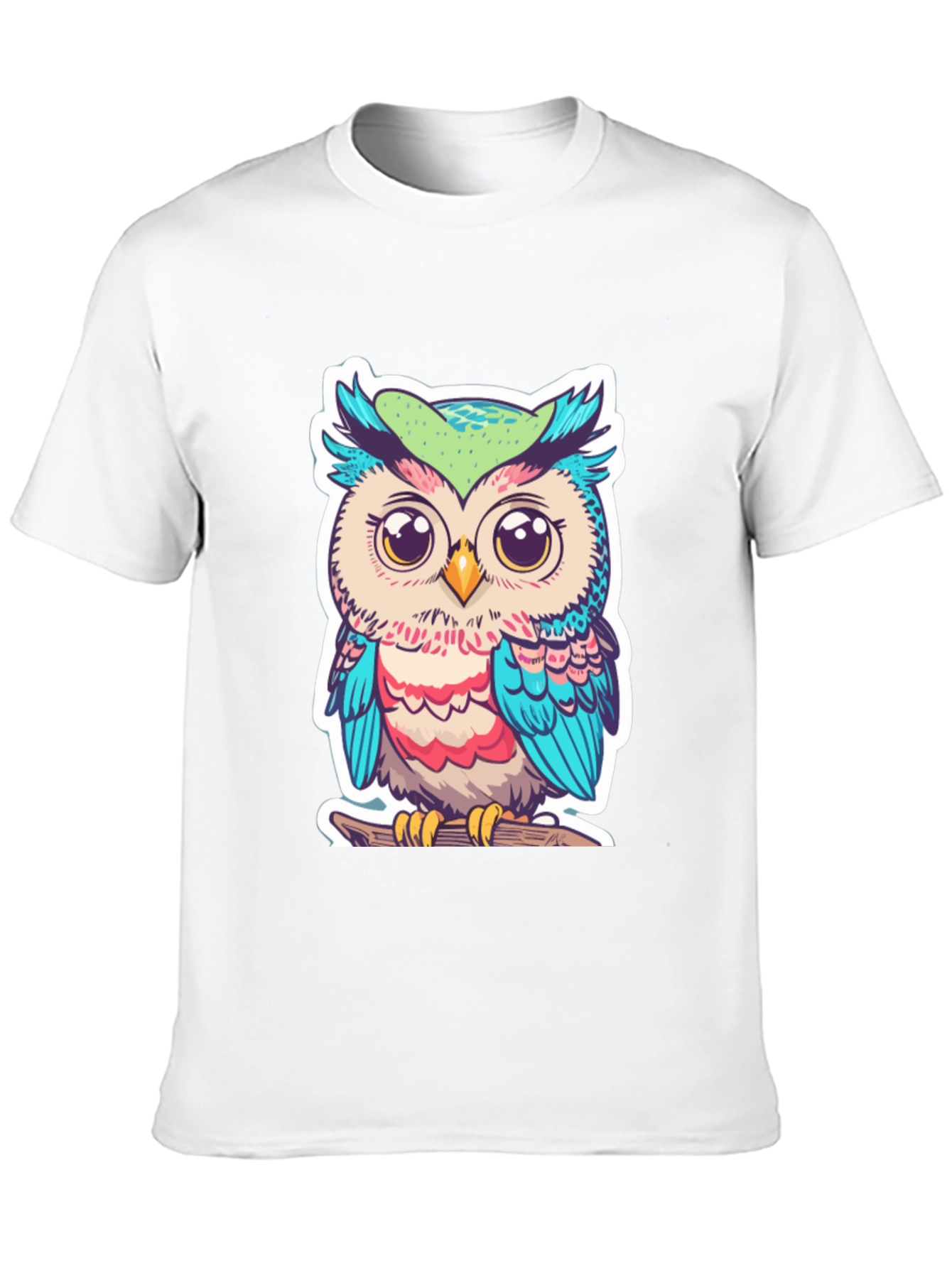 Black Cute Owl Graphic T-Shirt - Black Cotton Tee view 10