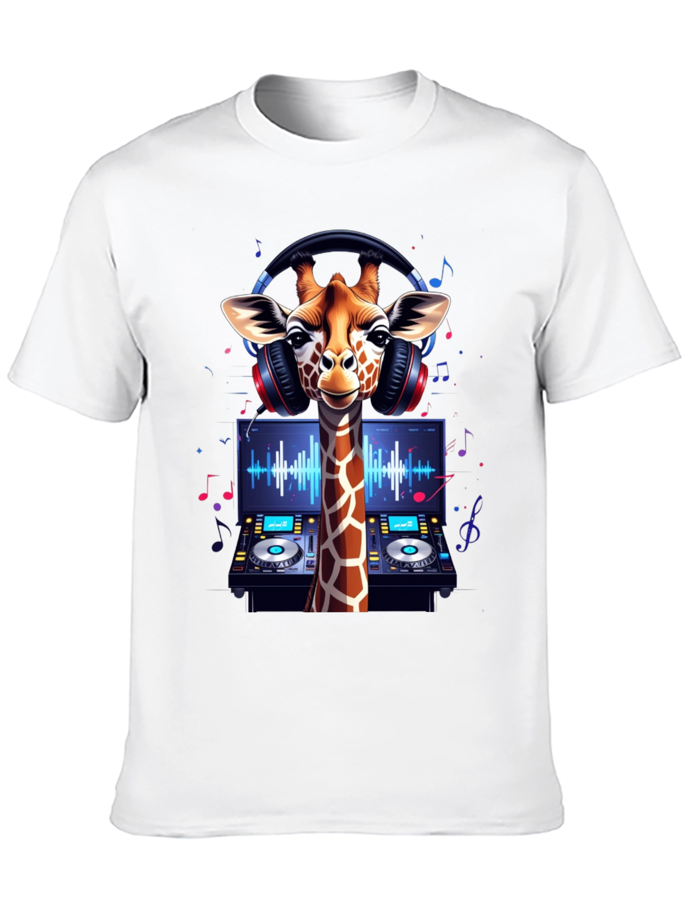 Black DJ Giraffe Graphic Tee - Music Lover's T-Shirt view 10