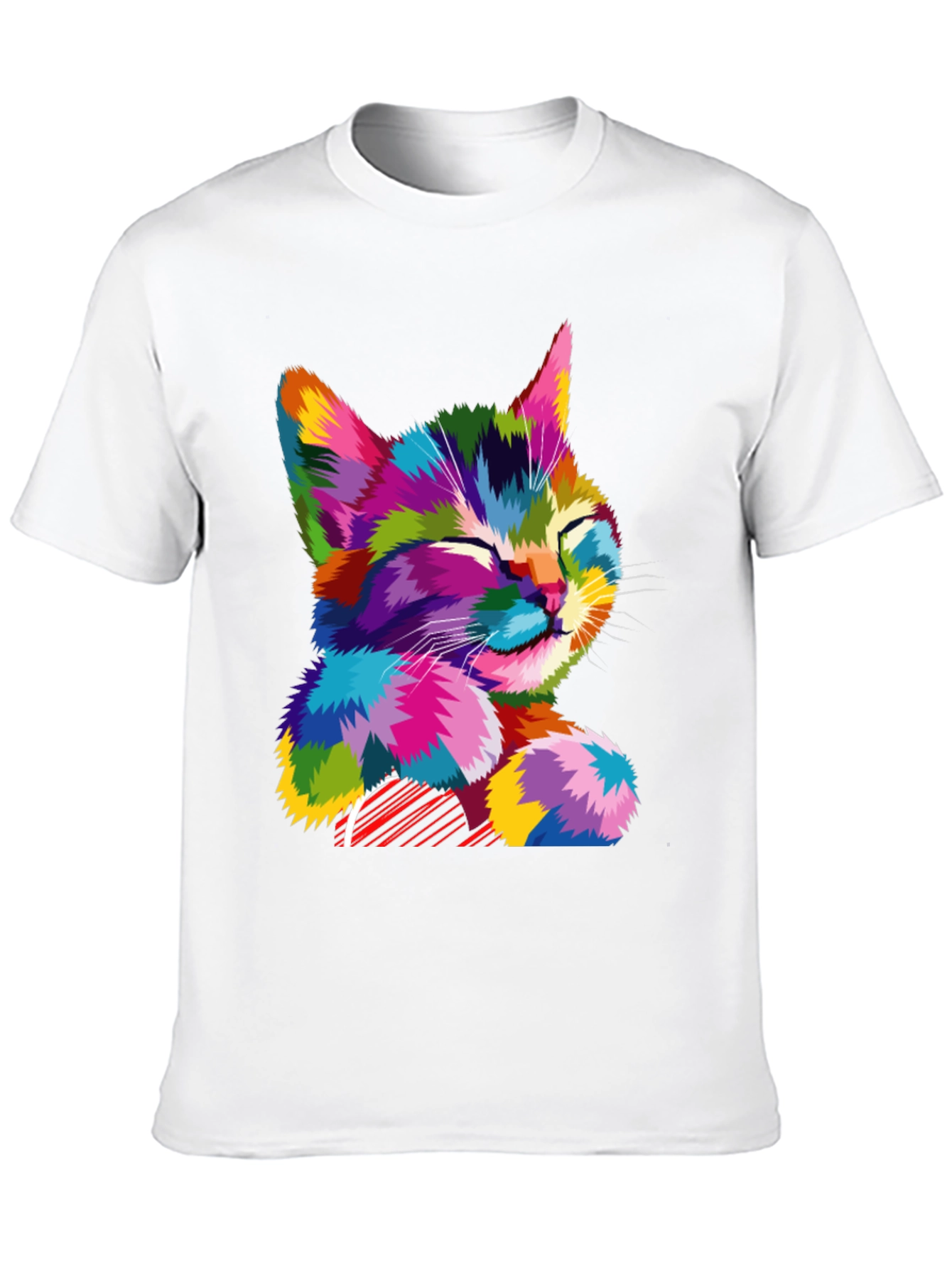Black Colorful Cat Graphic T-Shirt - Stylish Men's Tee view 10