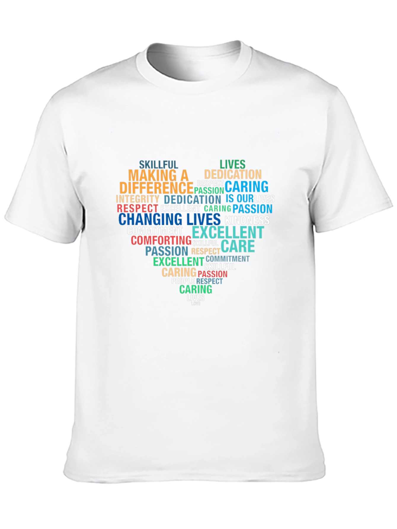 Black Heart Word Art Graphic T-Shirt - Caring Dedication Love view 10