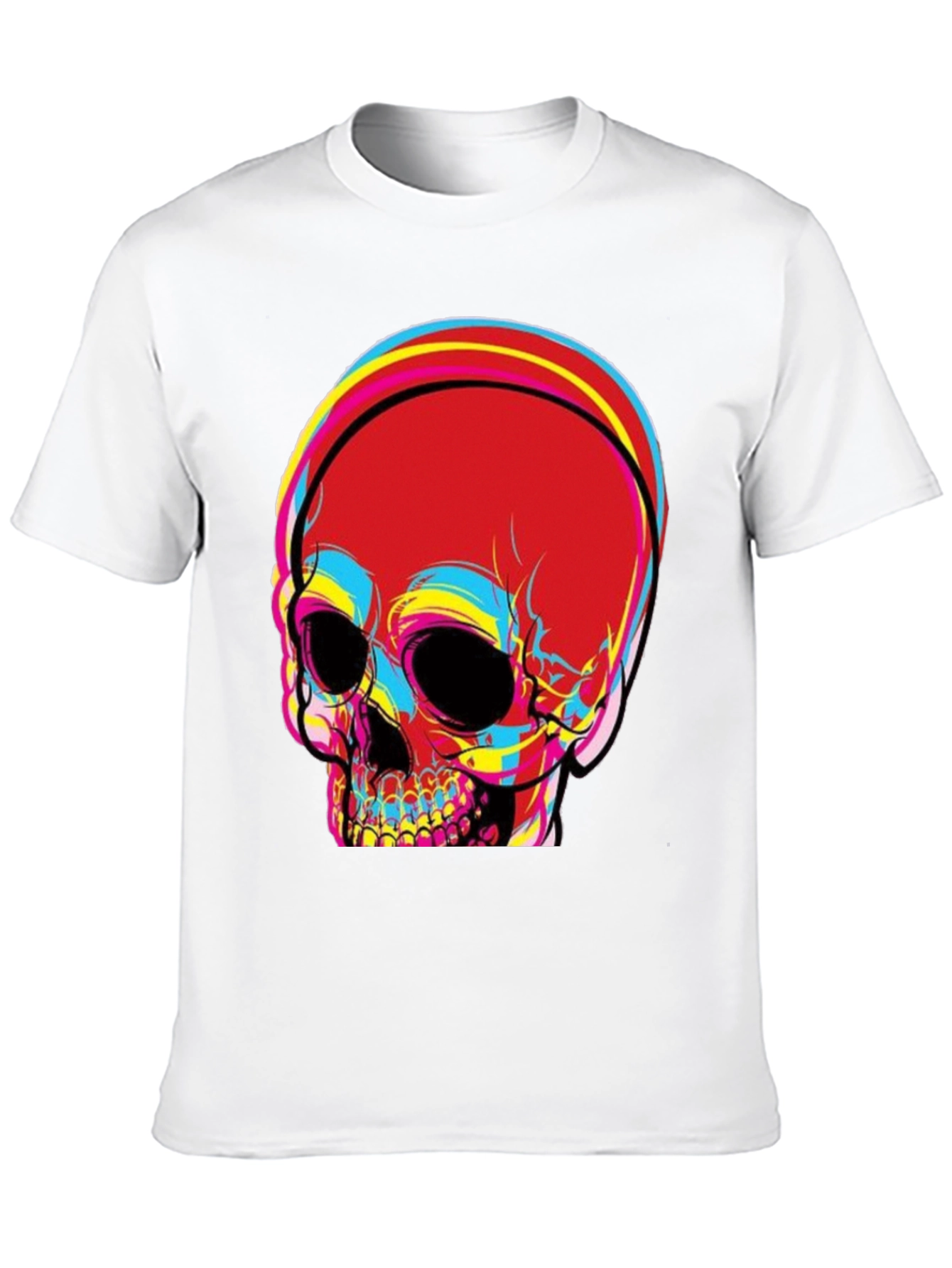 Black Skull Graphic Print Men's Black T-Shirt view 10