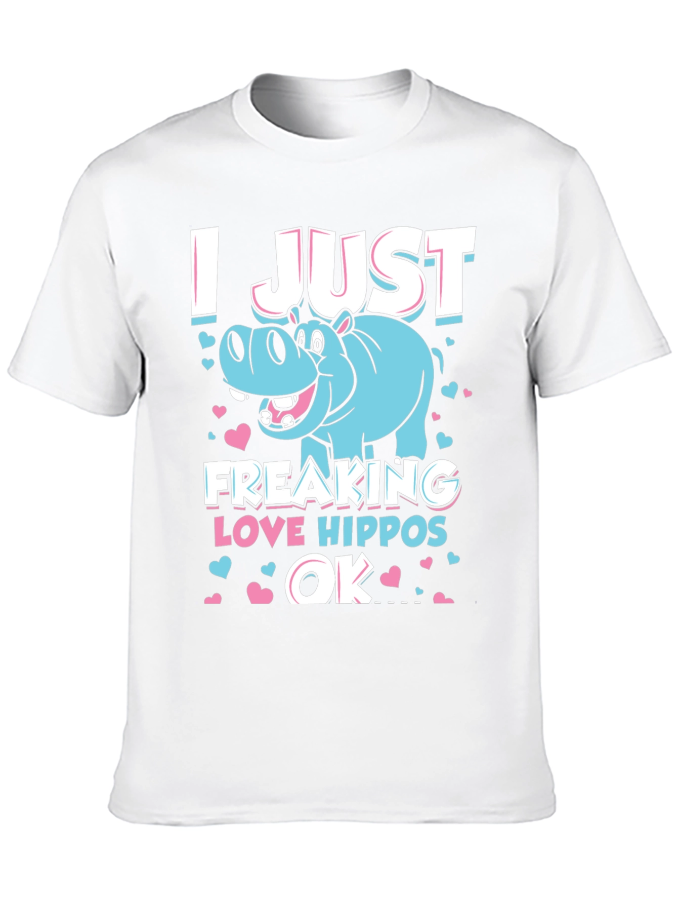 Black I Just Freaking Love Hippos OK T-Shirt view 10