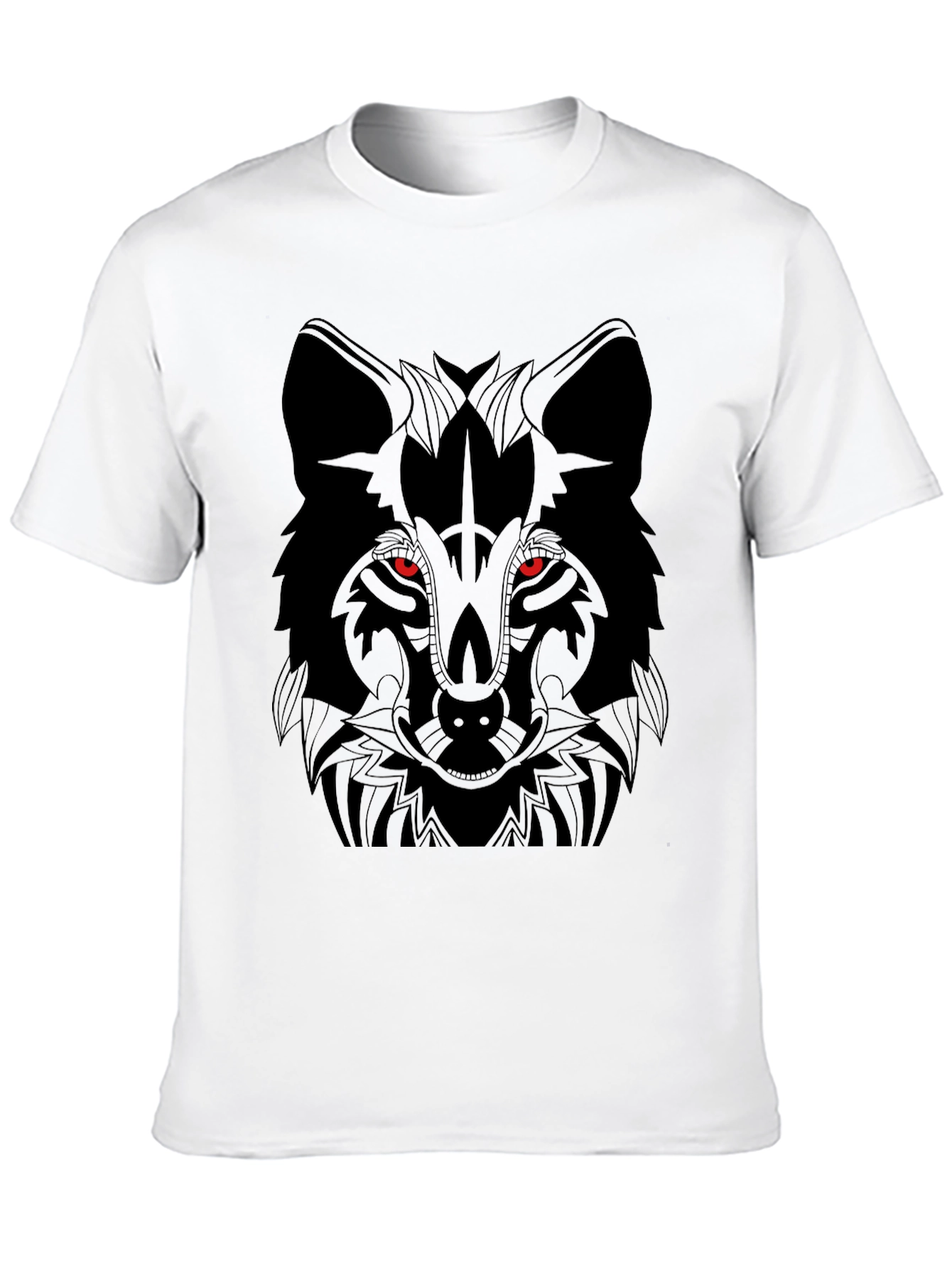 Black Men's Black Wolf Graphic T-Shirt view 10