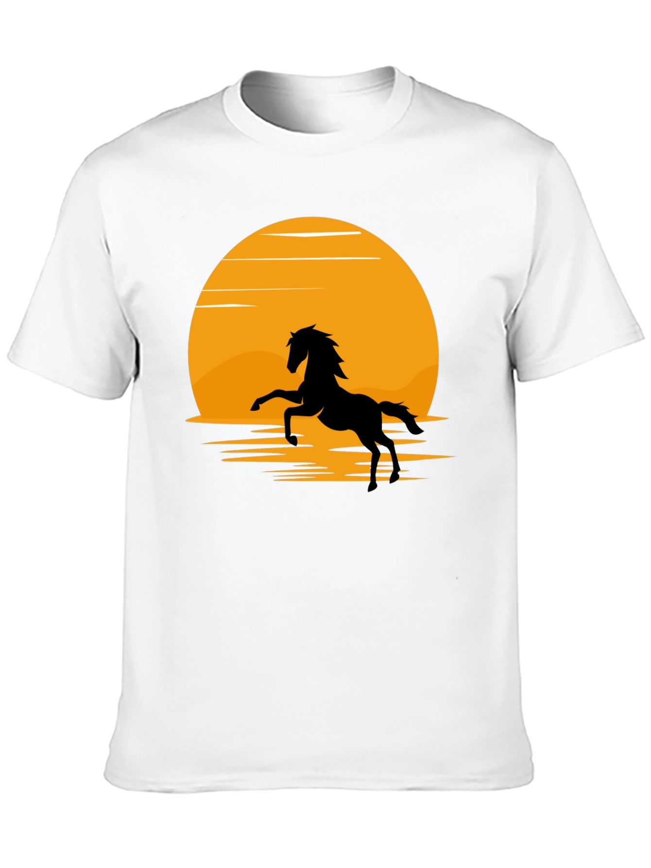 Black Silhouette Horse T-Shirt - Black, Sun Design view 10