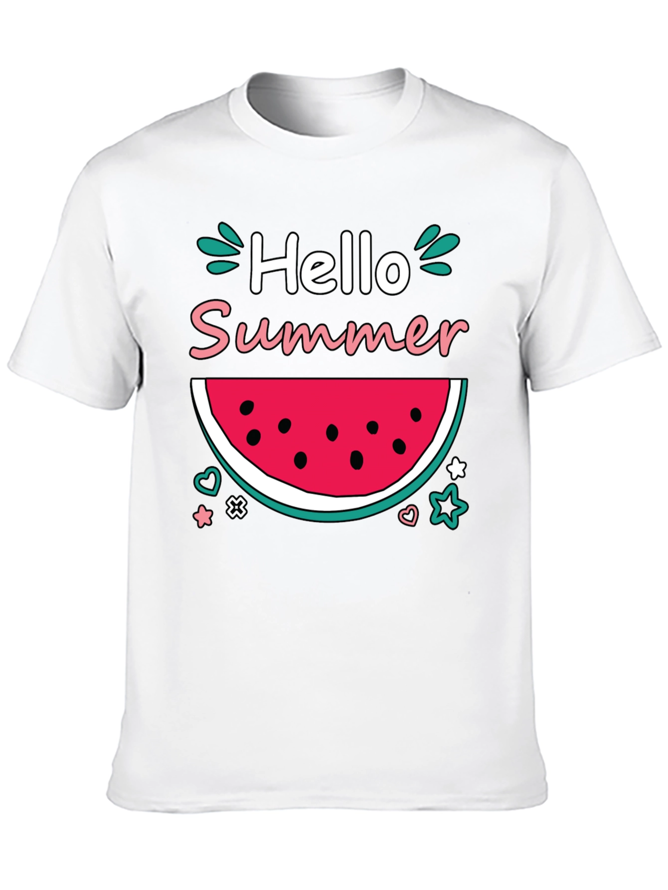 Black Hello Summer Watermelon Graphic T-Shirt view 10