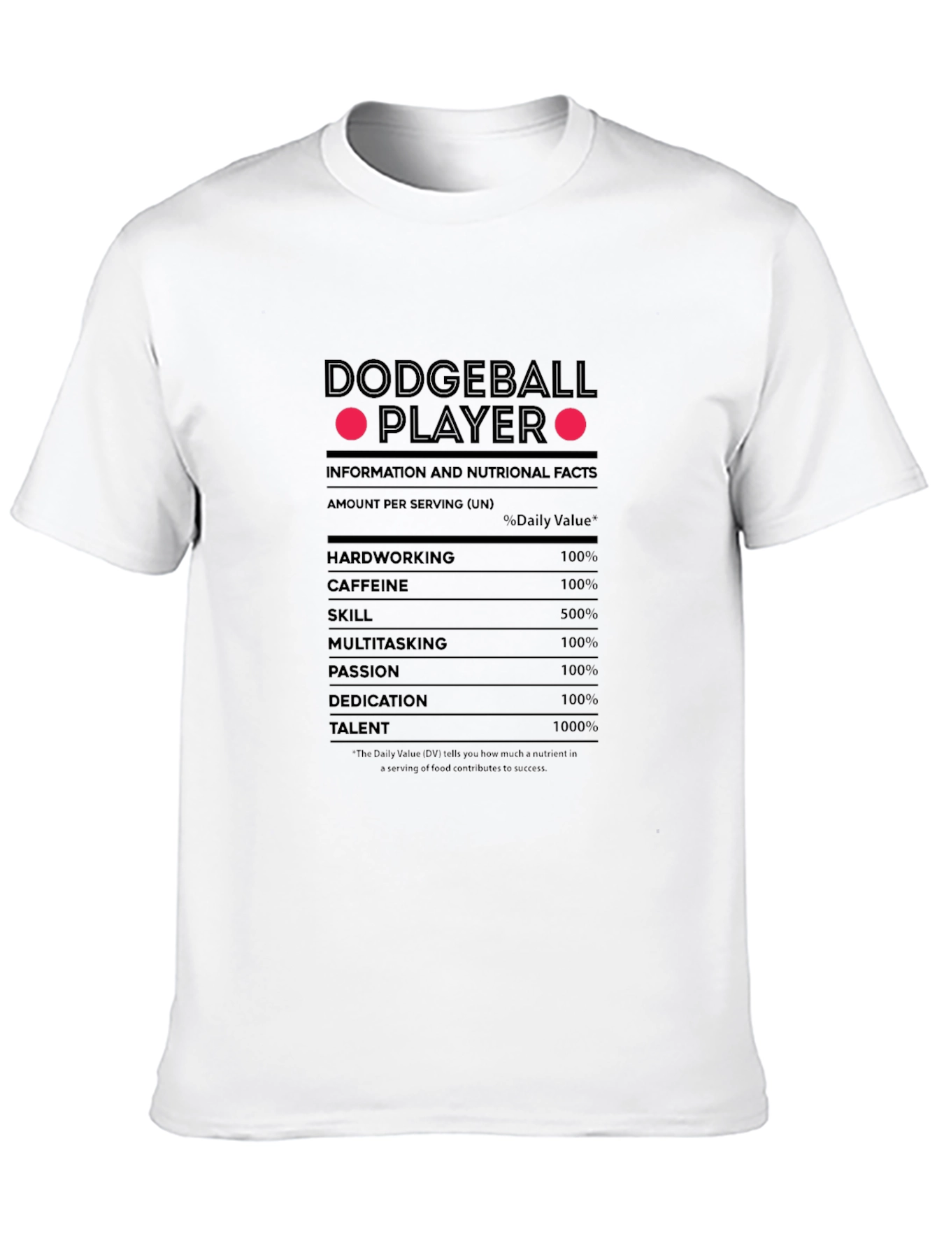 Black Dodgeball Player Nutrition Facts T-Shirt view 10