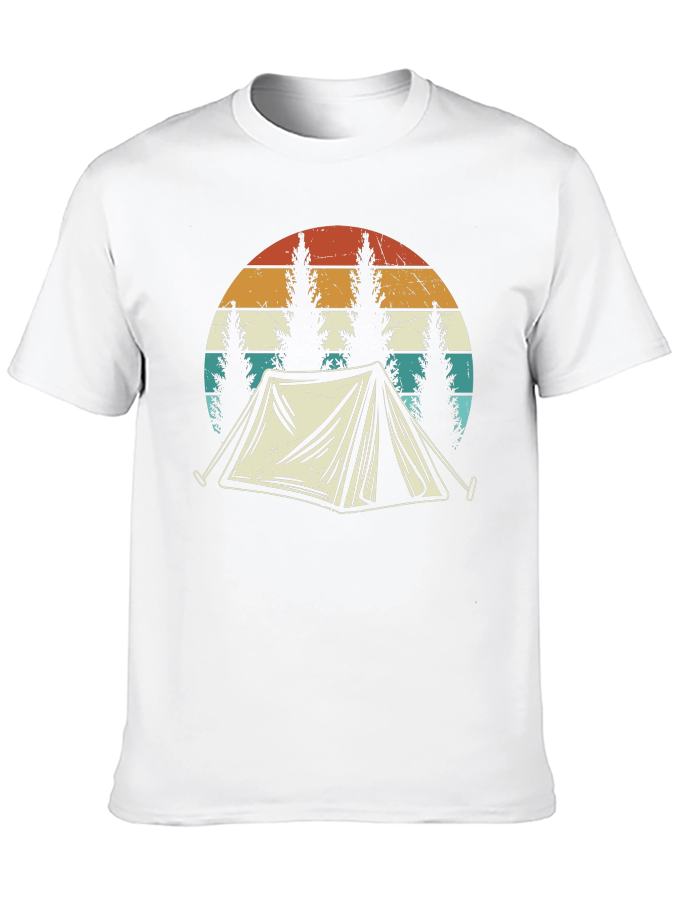 Black Vintage Camping T-Shirt - Retro Tent & Trees Design view 10