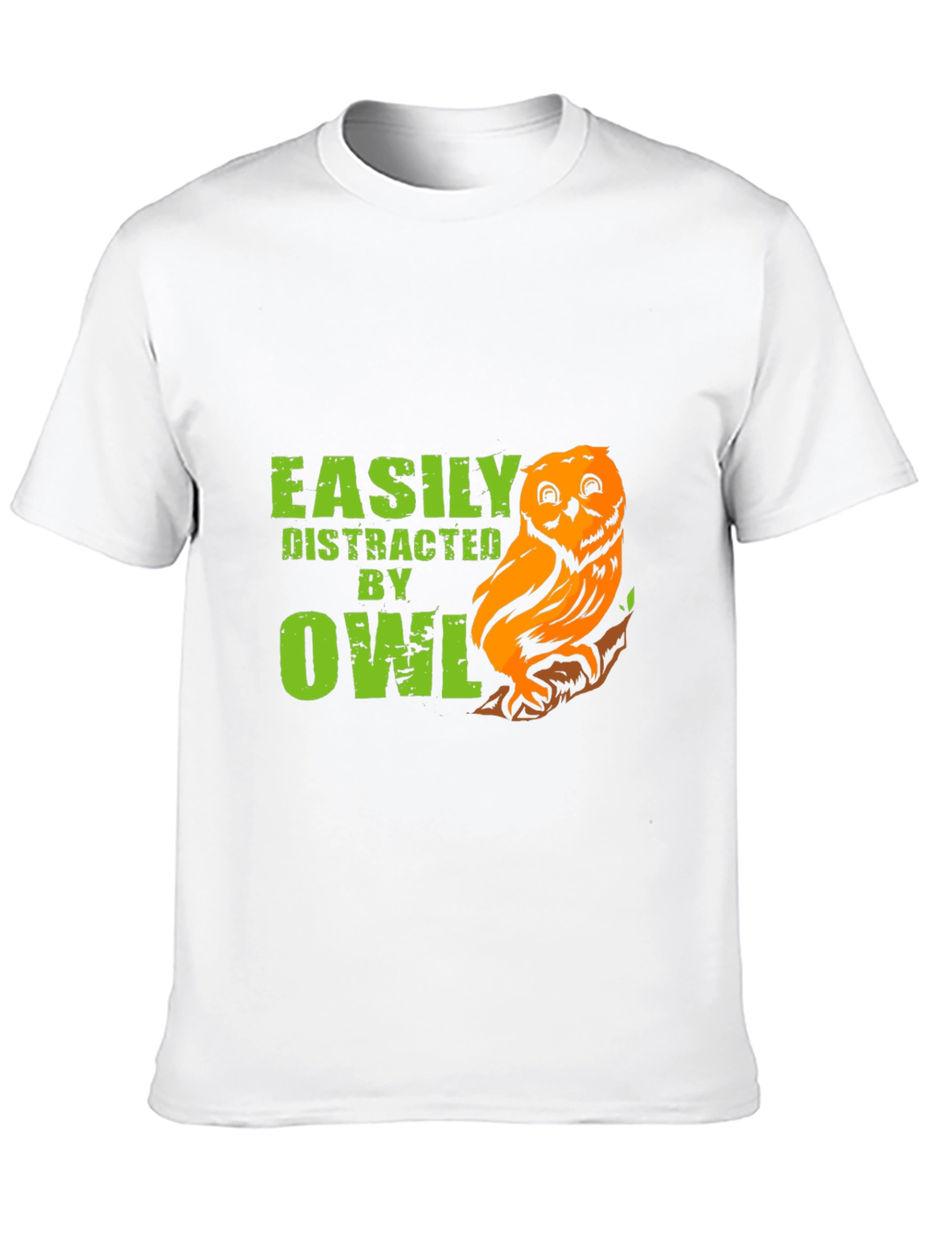 Black Easily Distracted By Owls Funny T-Shirt view 10