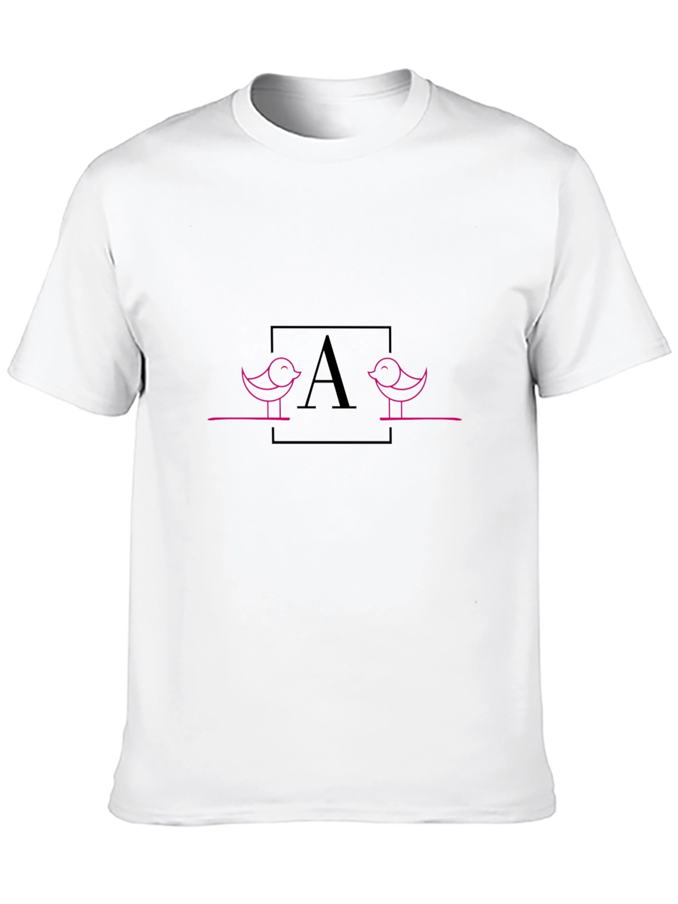 Black Pink Bird Initial T-Shirt - Unisex view 10