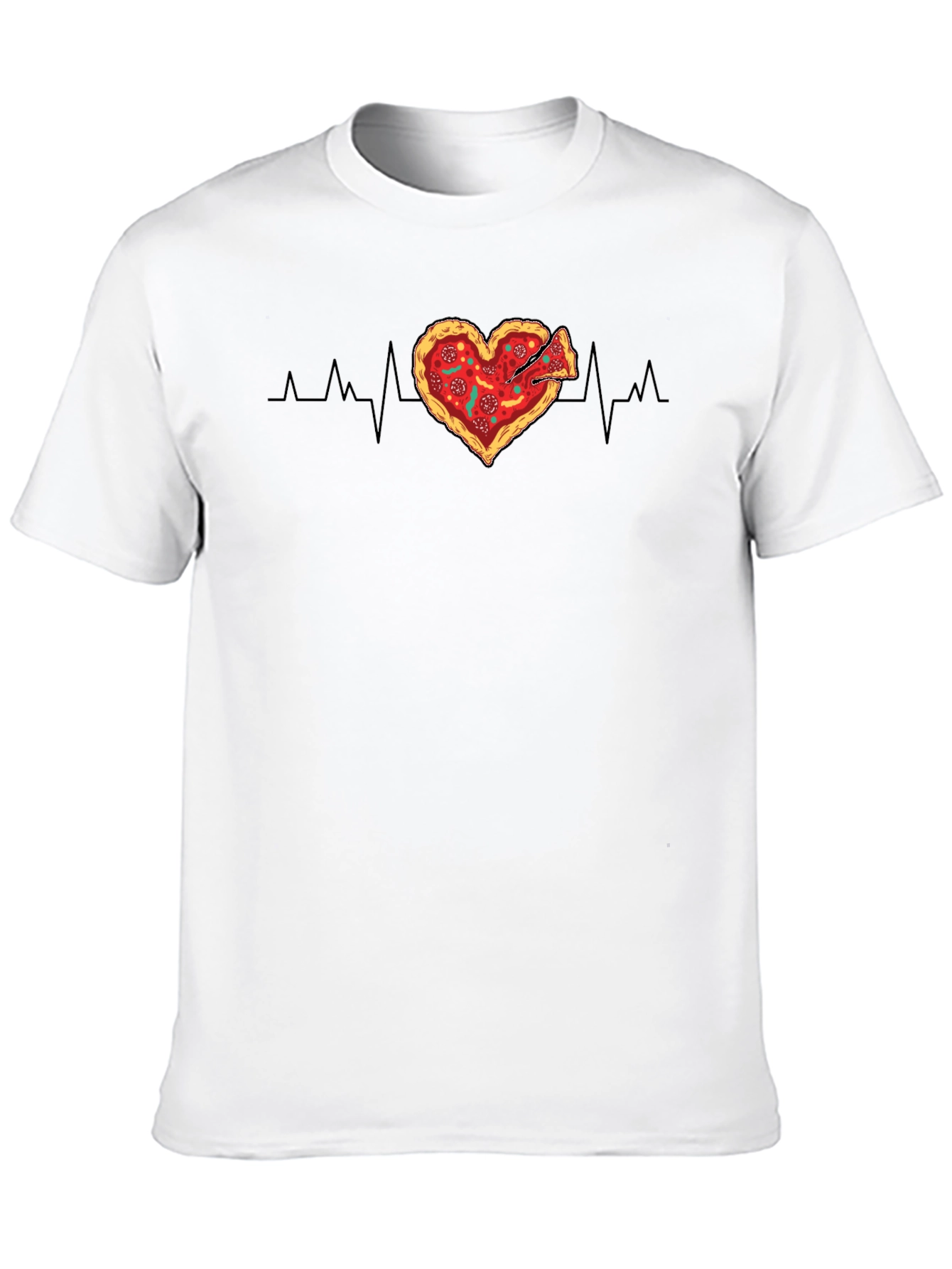 Black Pizza Heartbeat Graphic Tee - Food Lover's T-Shirt view 10