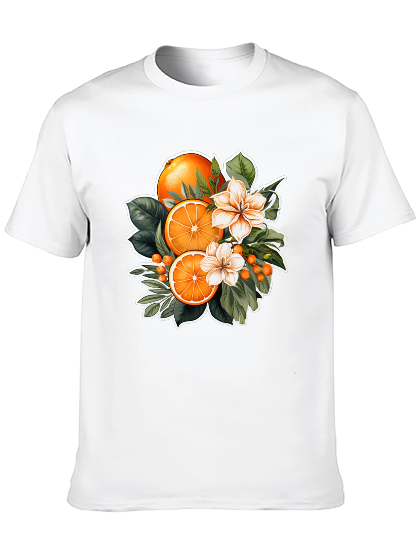 Black Orange Blossom Graphic Black T-Shirt view 10